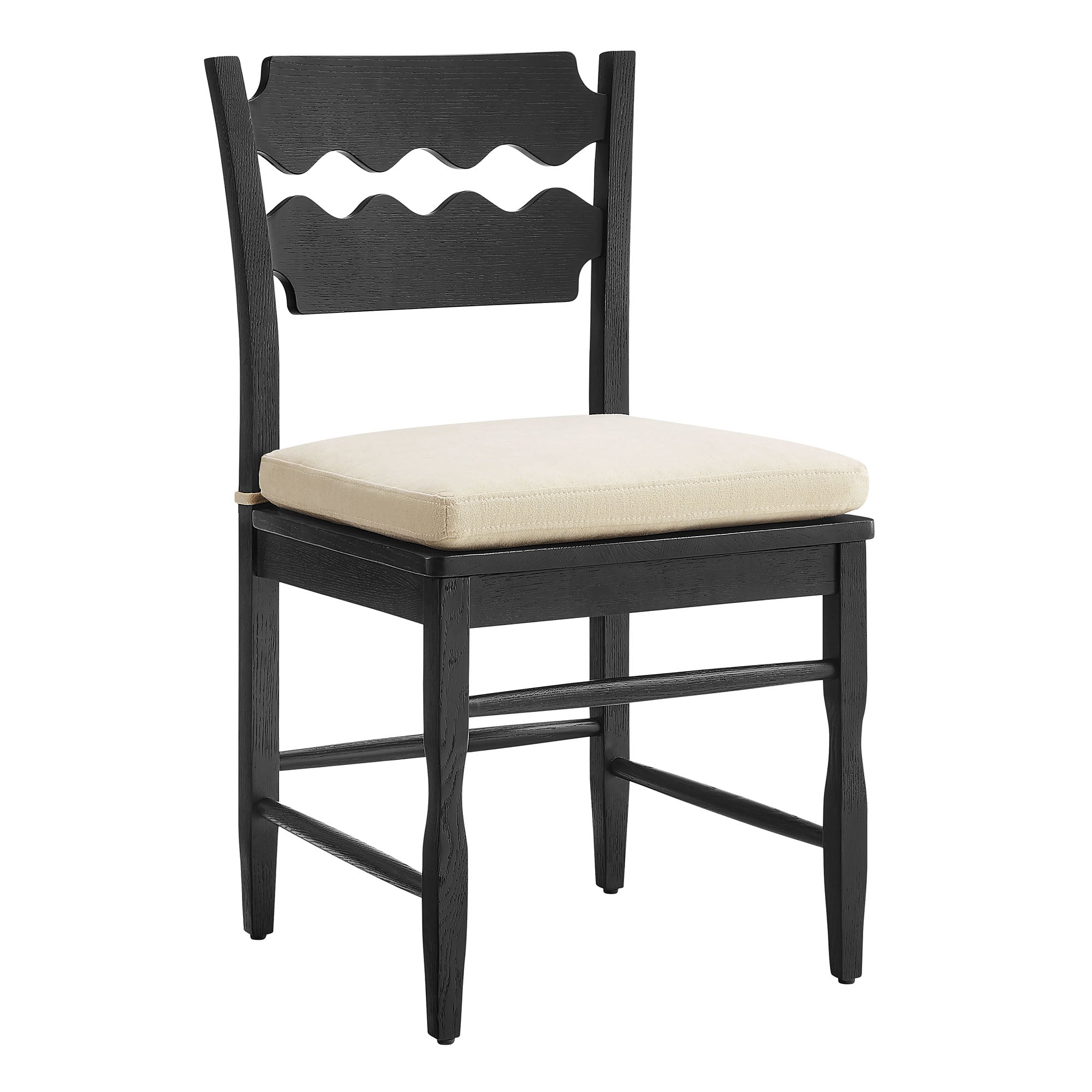 Modway EEI-7798 Jax Oak Wood Dining Chair With Wavy Razor Back and Cushion Set of 2