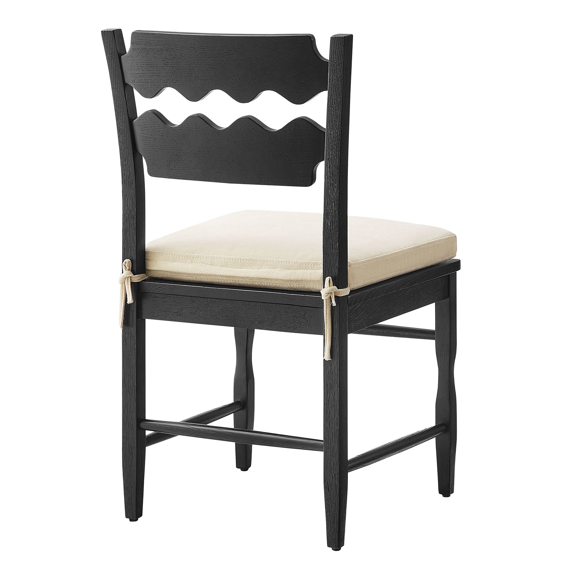 Modway EEI-7798 Jax Oak Wood Dining Chair With Wavy Razor Back and Cushion Set of 2