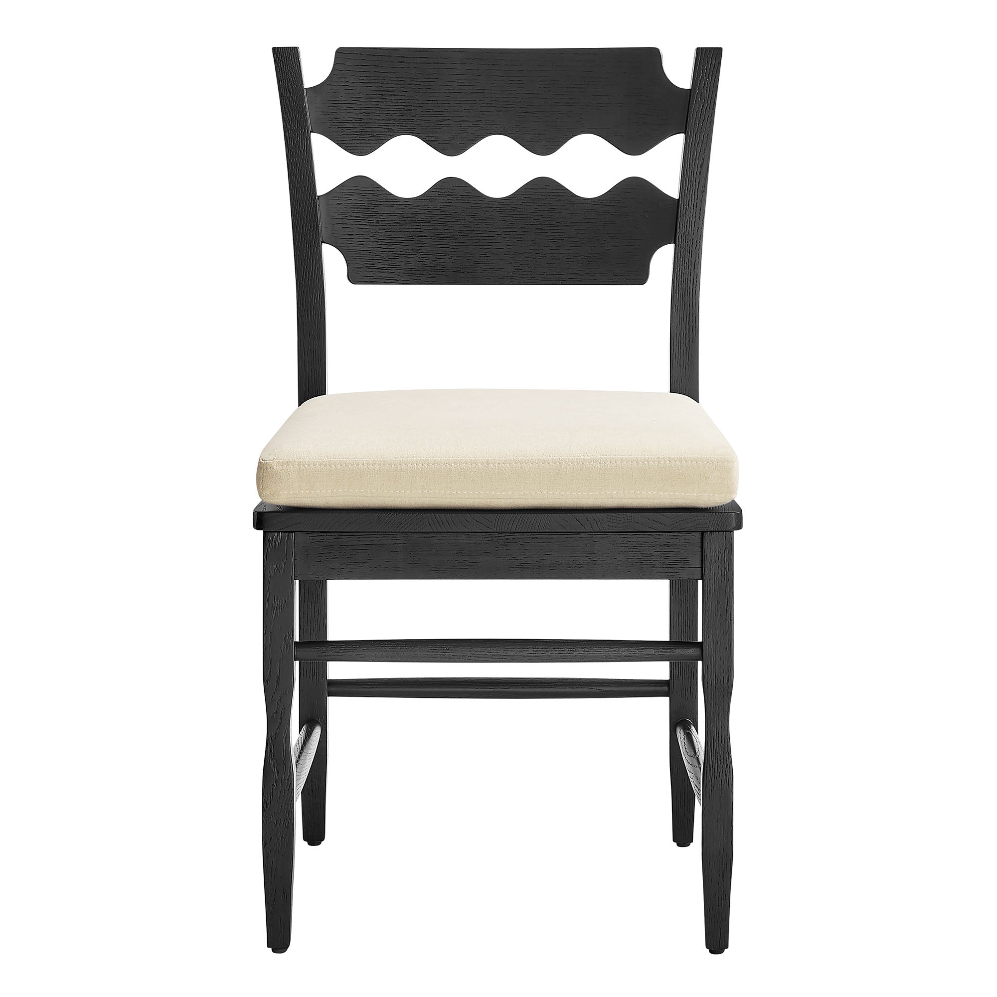 Modway EEI-7798 Jax Oak Wood Dining Chair With Wavy Razor Back and Cushion Set of 2