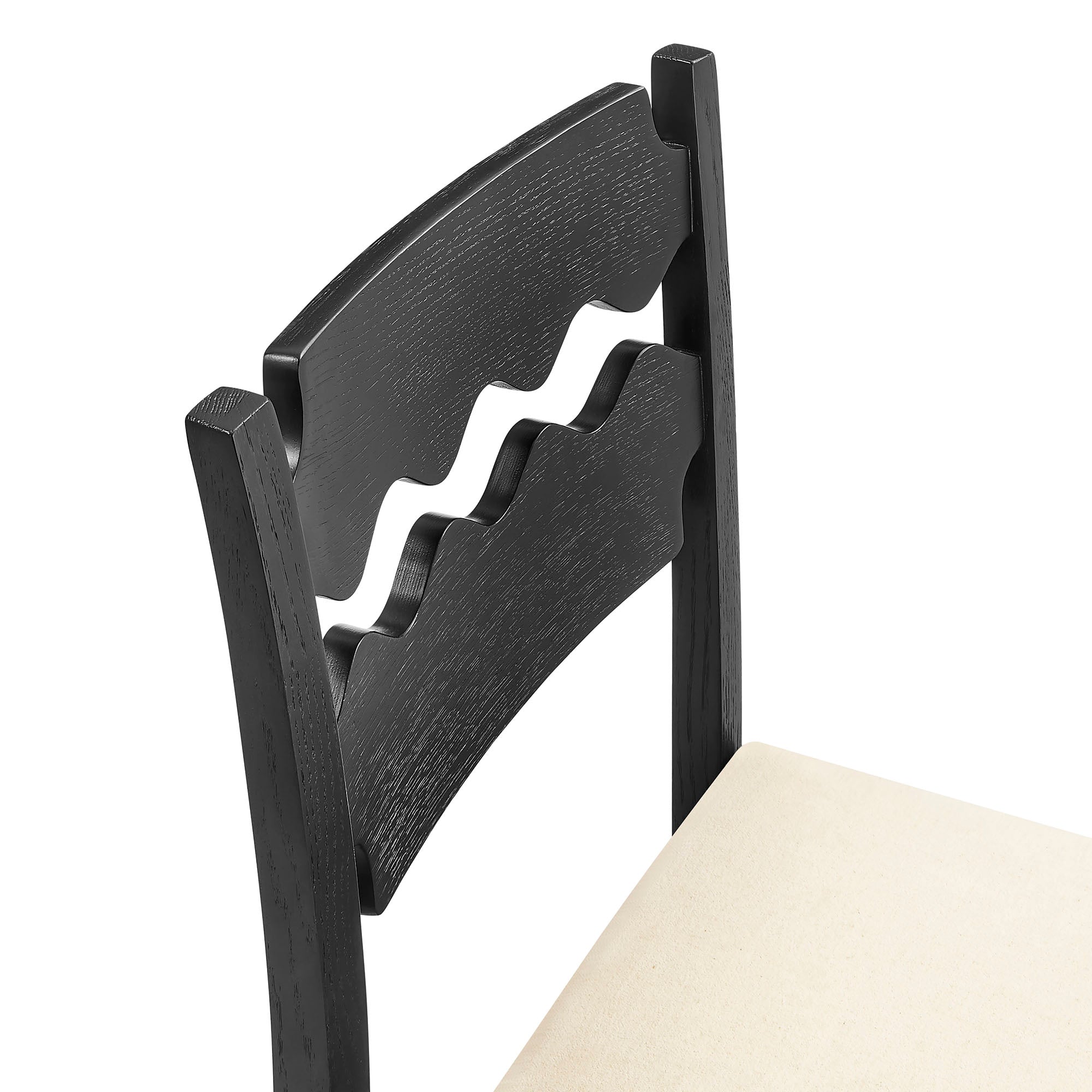 Modway EEI-7798 Jax Oak Wood Dining Chair With Wavy Razor Back and Cushion Set of 2