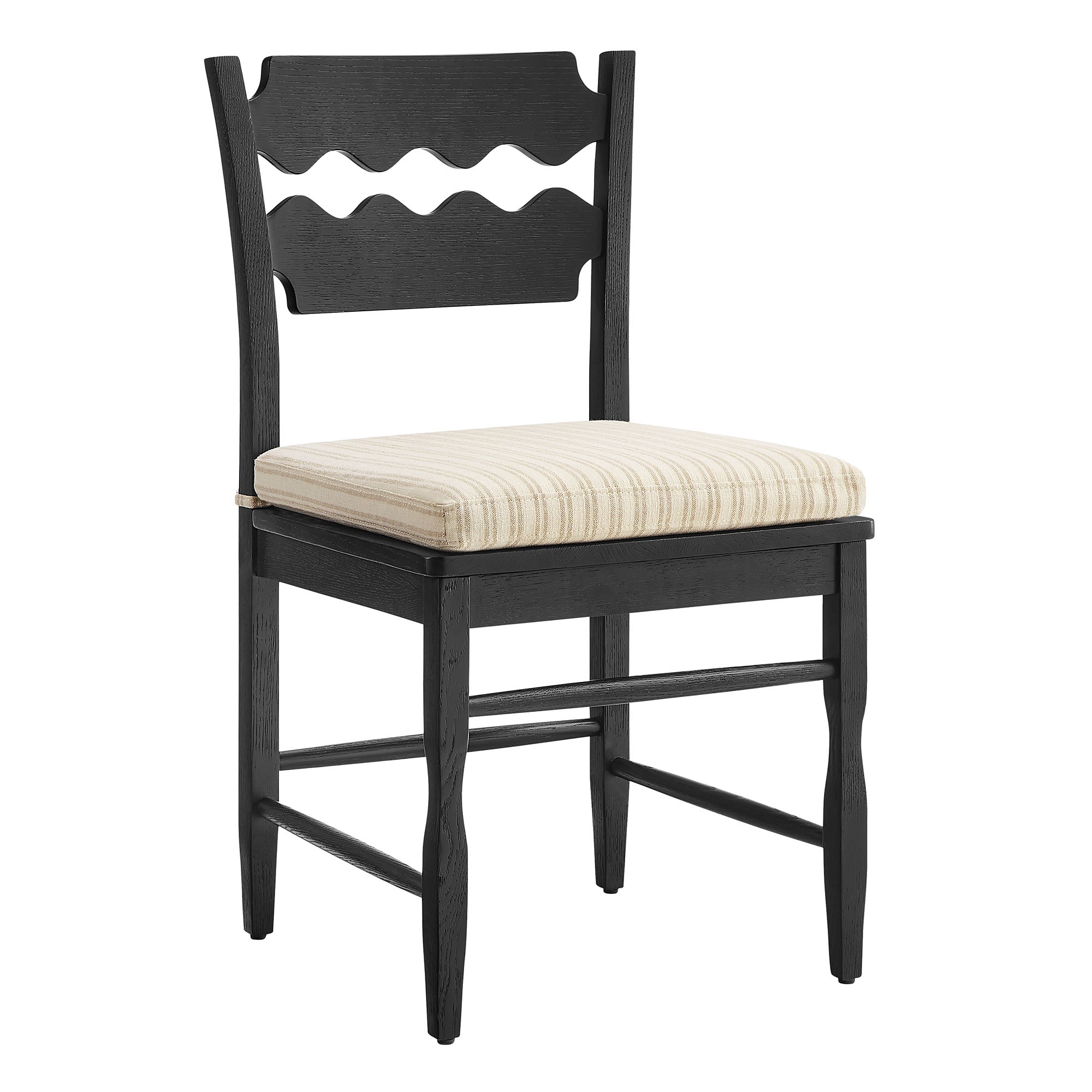 Modway EEI-7798 Jax Oak Wood Dining Chair With Wavy Razor Back and Cushion Set of 2