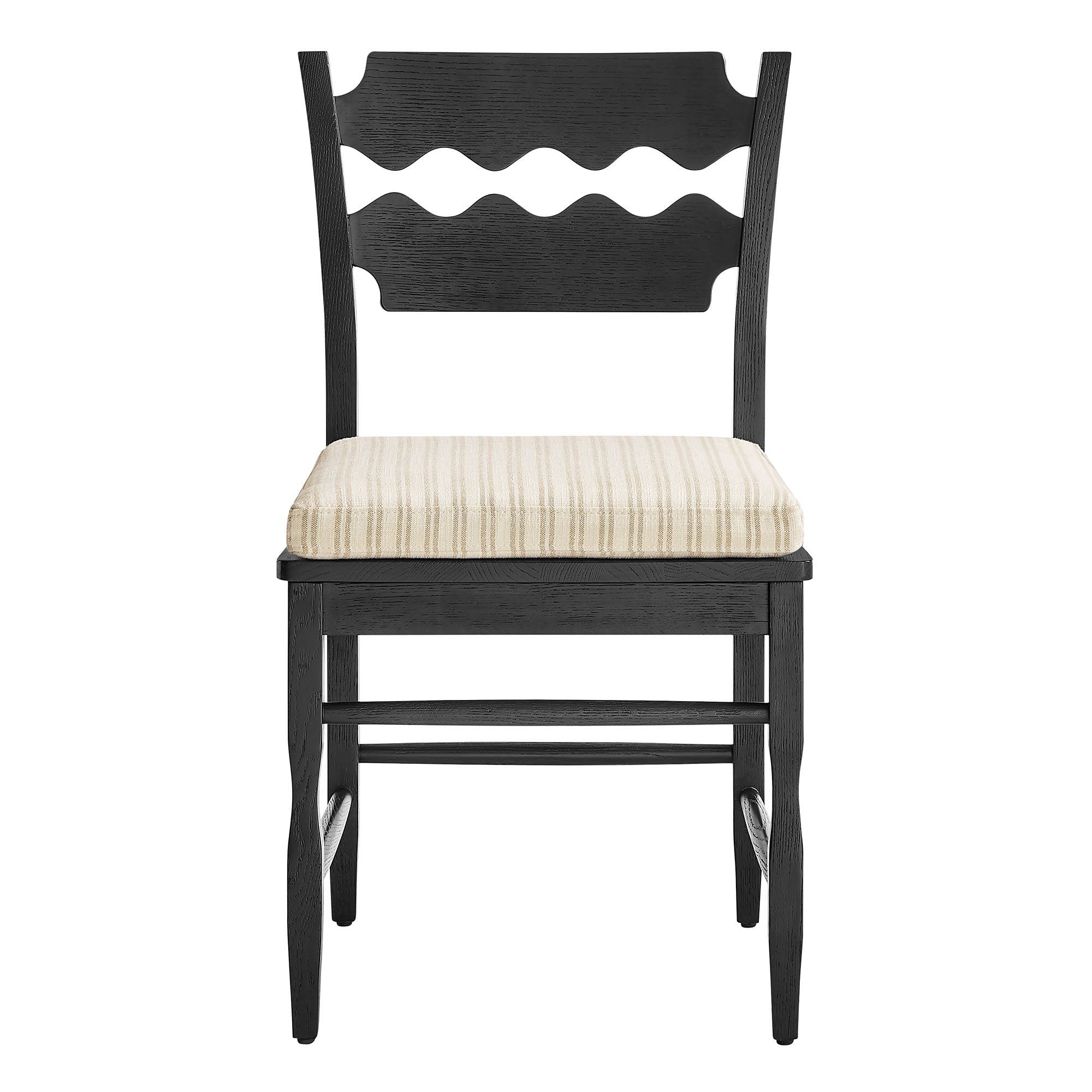 Modway EEI-7798 Jax Oak Wood Dining Chair With Wavy Razor Back and Cushion Set of 2