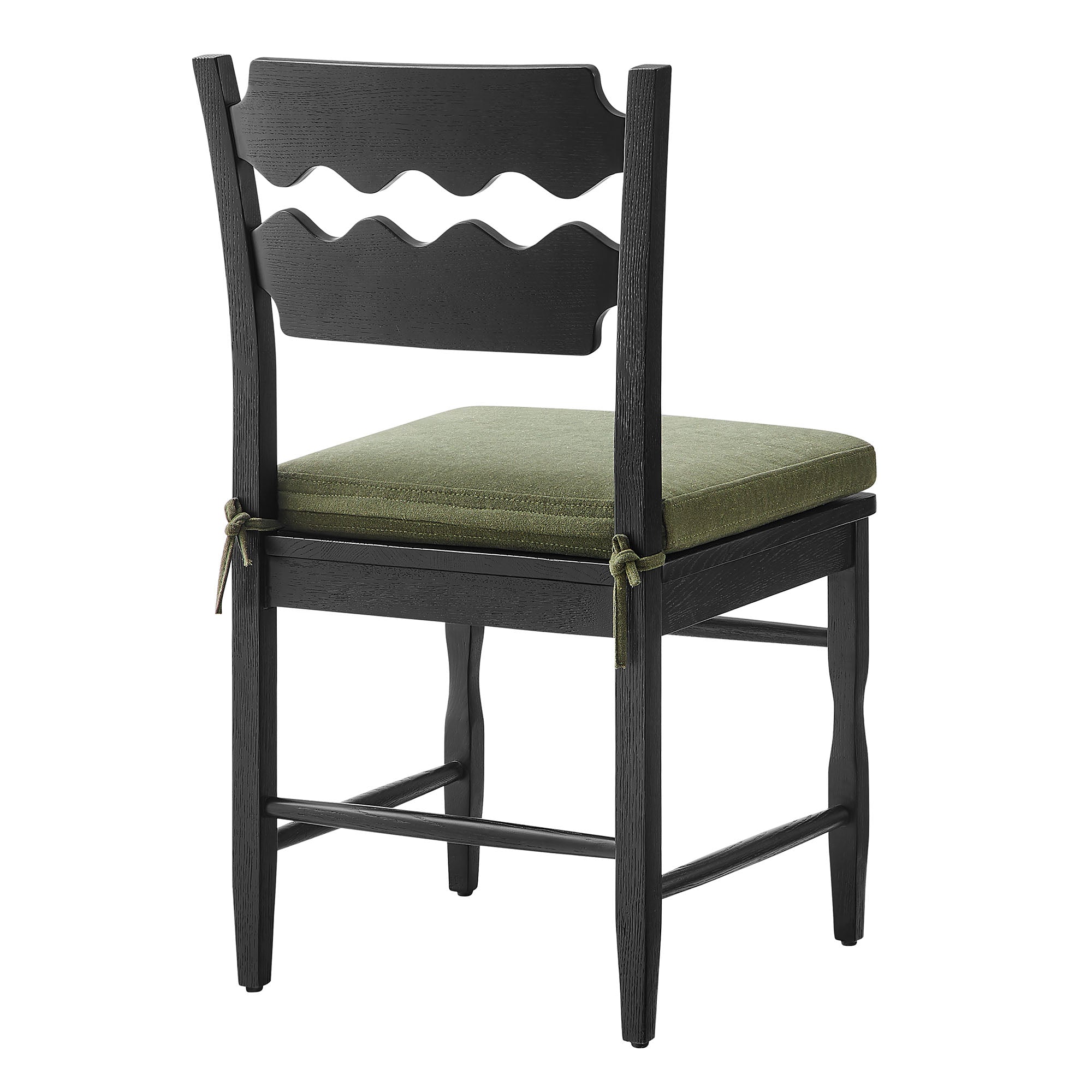 Modway EEI-7798 Jax Oak Wood Dining Chair With Wavy Razor Back and Cushion Set of 2