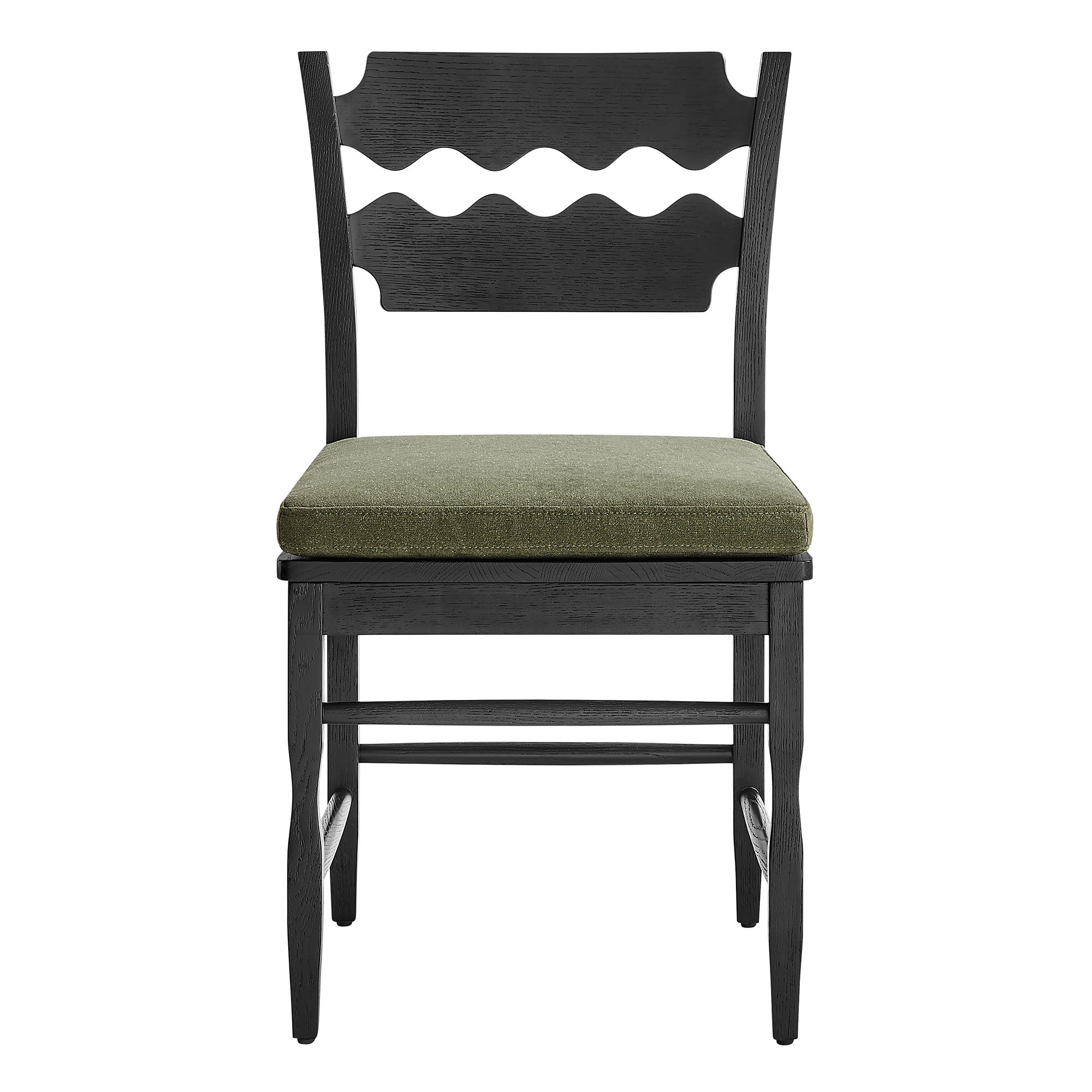 Modway EEI-7798 Jax Oak Wood Dining Chair With Wavy Razor Back and Cushion Set of 2