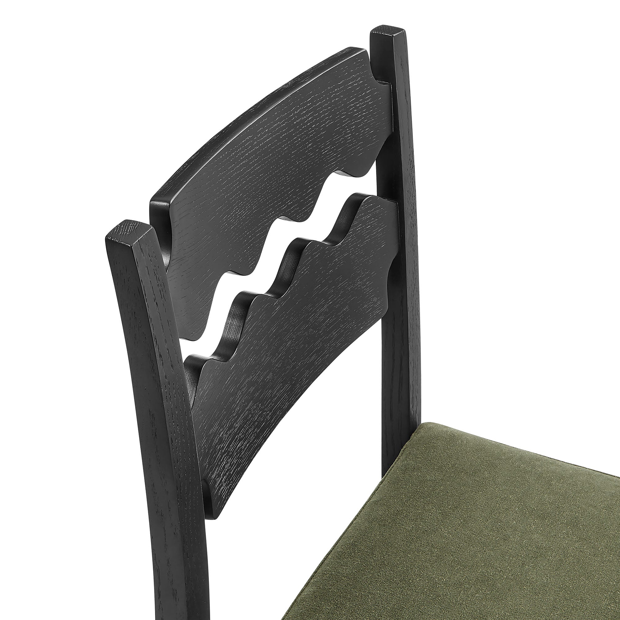 Modway EEI-7798 Jax Oak Wood Dining Chair With Wavy Razor Back and Cushion Set of 2