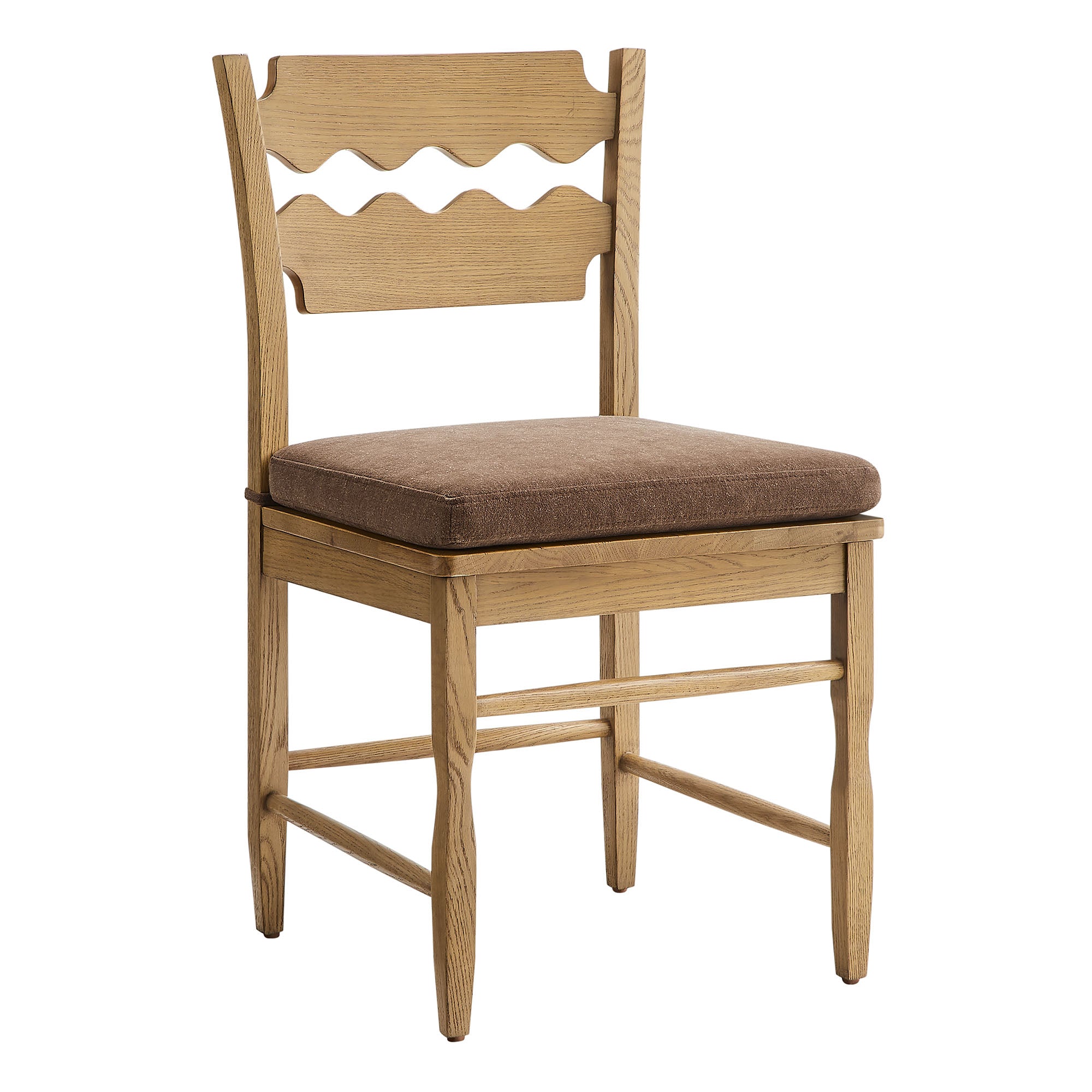 Modway EEI-7798 Jax Oak Wood Dining Chair With Wavy Razor Back and Cushion Set of 2