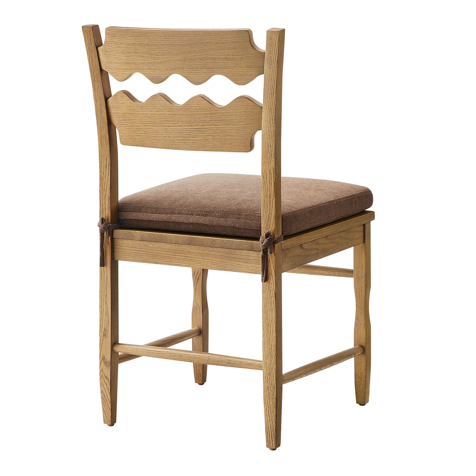 Modway EEI-7798 Jax Oak Wood Dining Chair With Wavy Razor Back and Cushion Set of 2