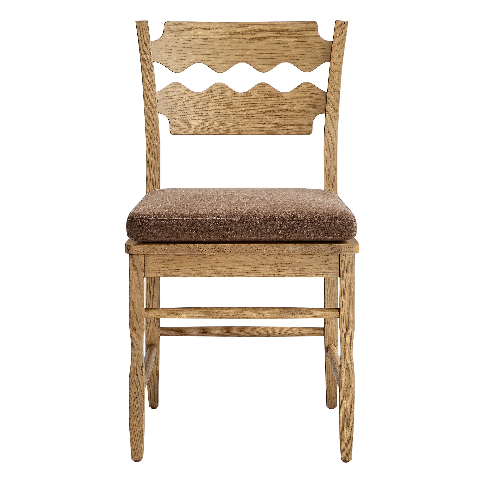 Modway EEI-7798 Jax Oak Wood Dining Chair With Wavy Razor Back and Cushion Set of 2