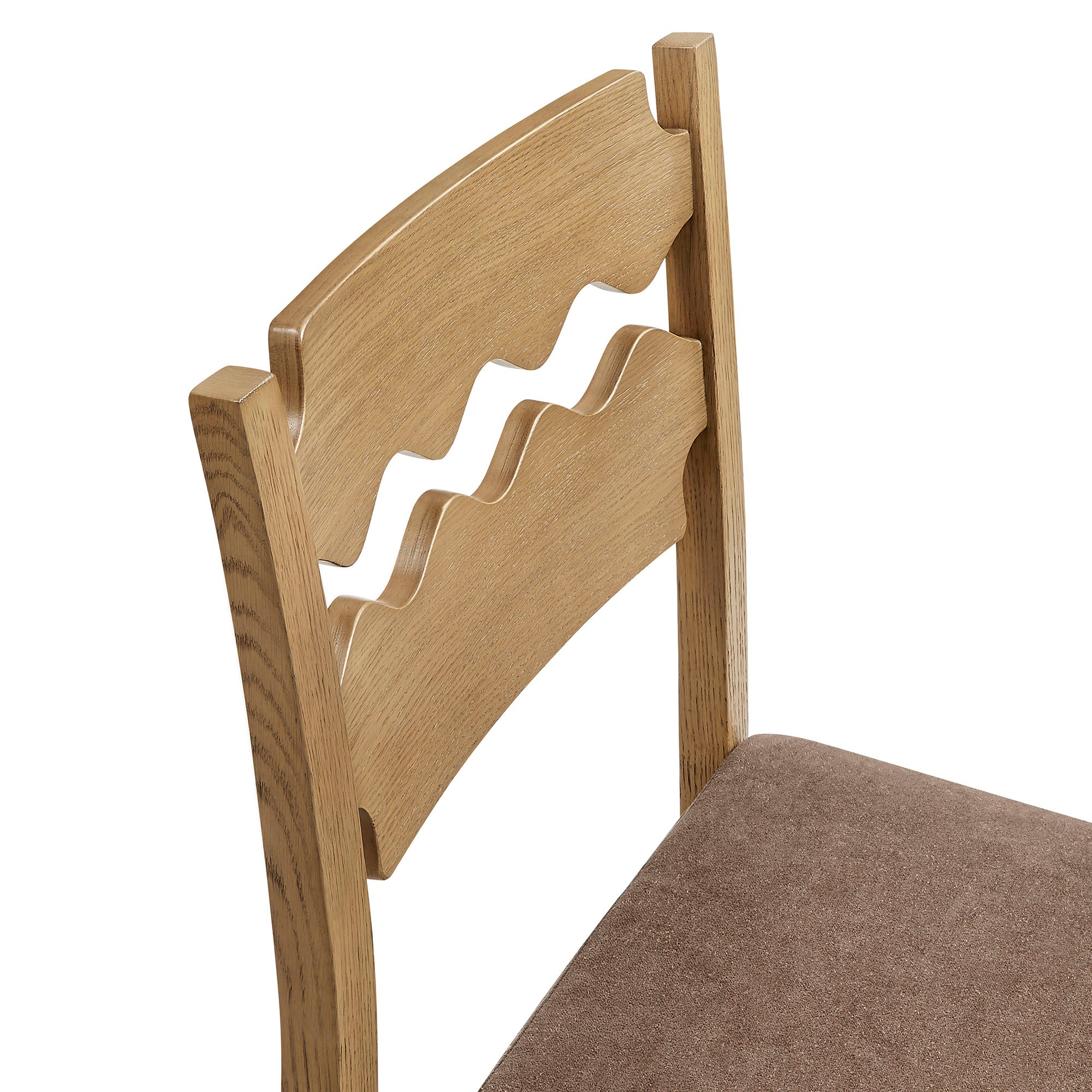 Modway EEI-7798 Jax Oak Wood Dining Chair With Wavy Razor Back and Cushion Set of 2