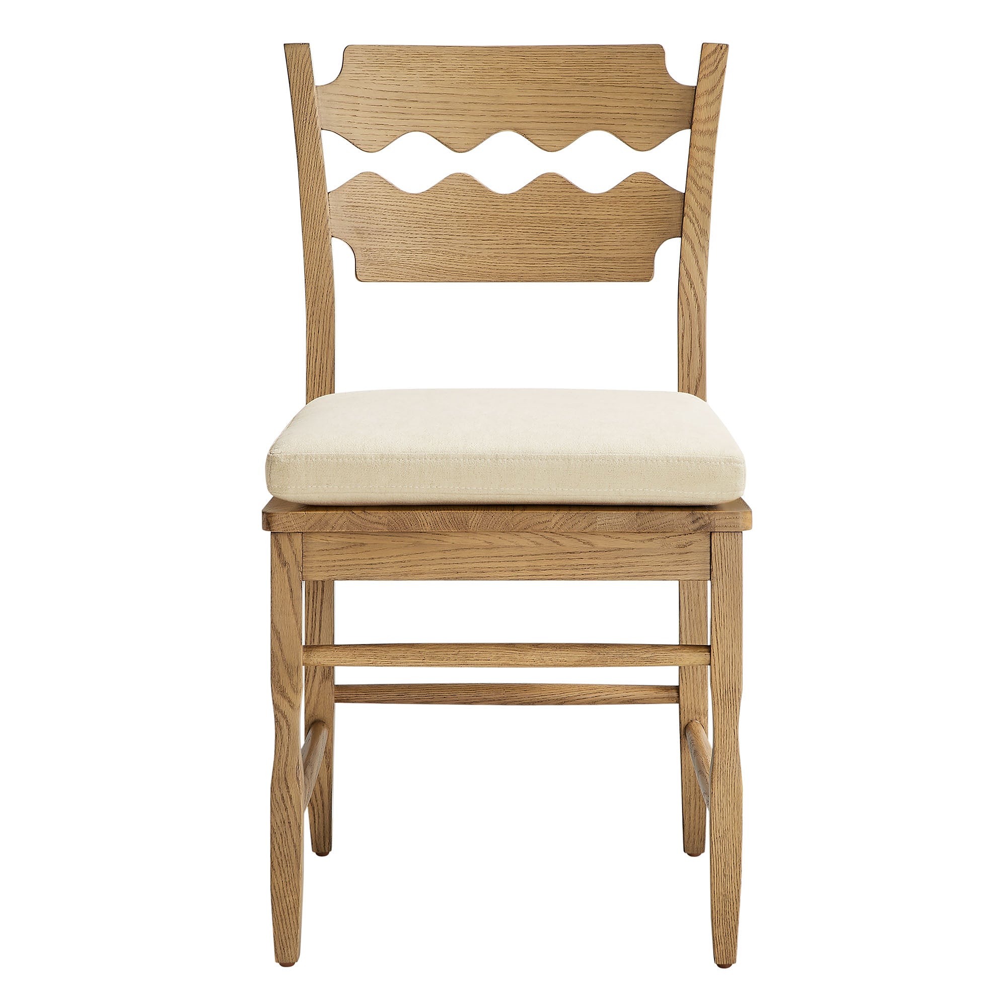 Modway EEI-7798 Jax Oak Wood Dining Chair With Wavy Razor Back and Cushion Set of 2