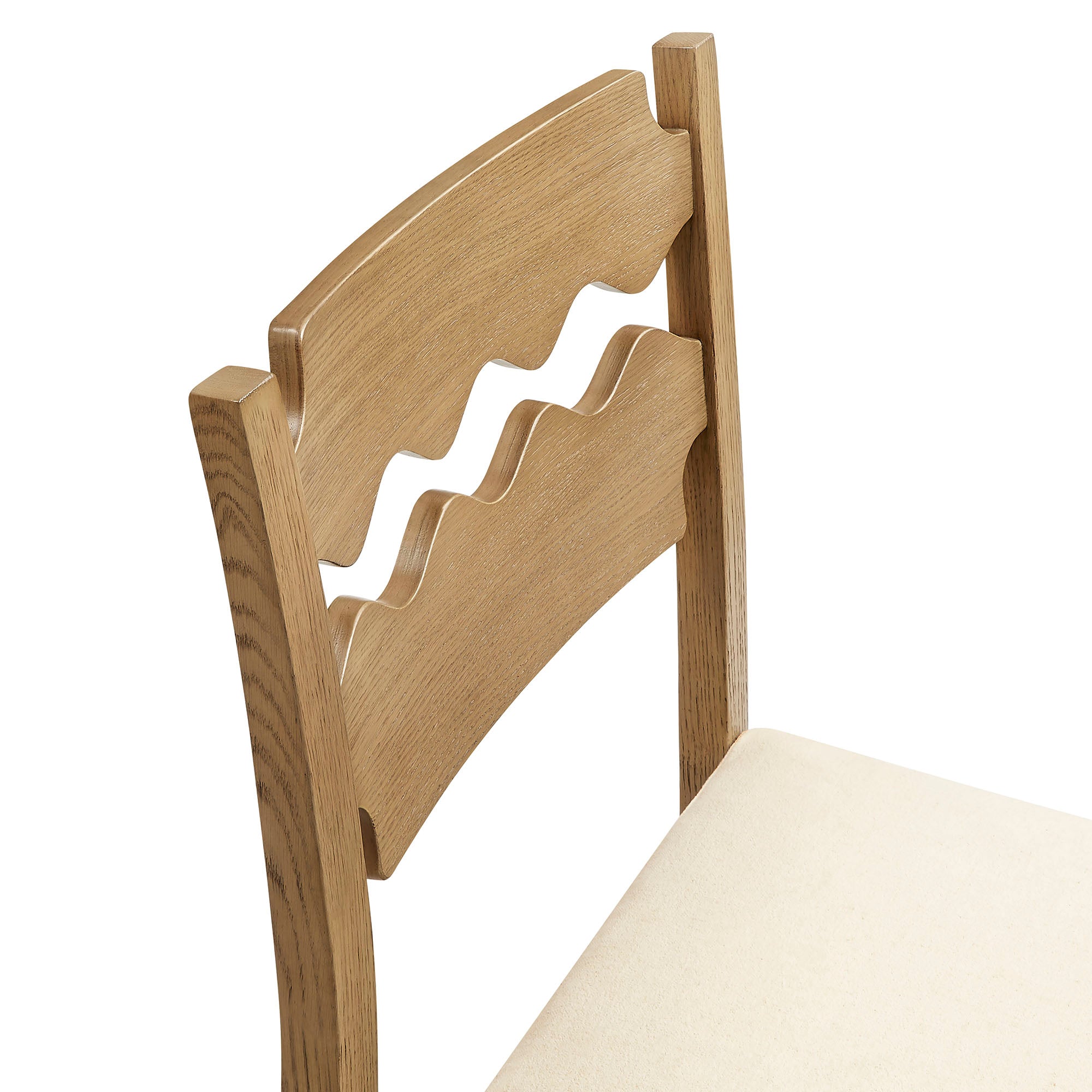 Modway EEI-7798 Jax Oak Wood Dining Chair With Wavy Razor Back and Cushion Set of 2