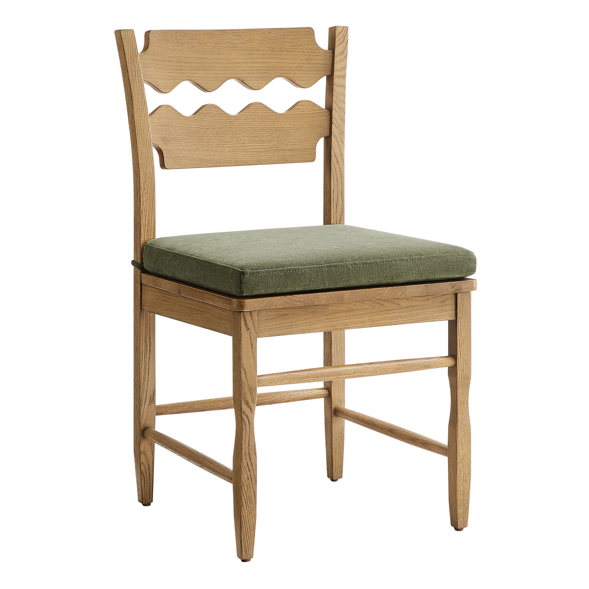 Modway EEI-7798 Jax Oak Wood Dining Chair With Wavy Razor Back and Cushion Set of 2