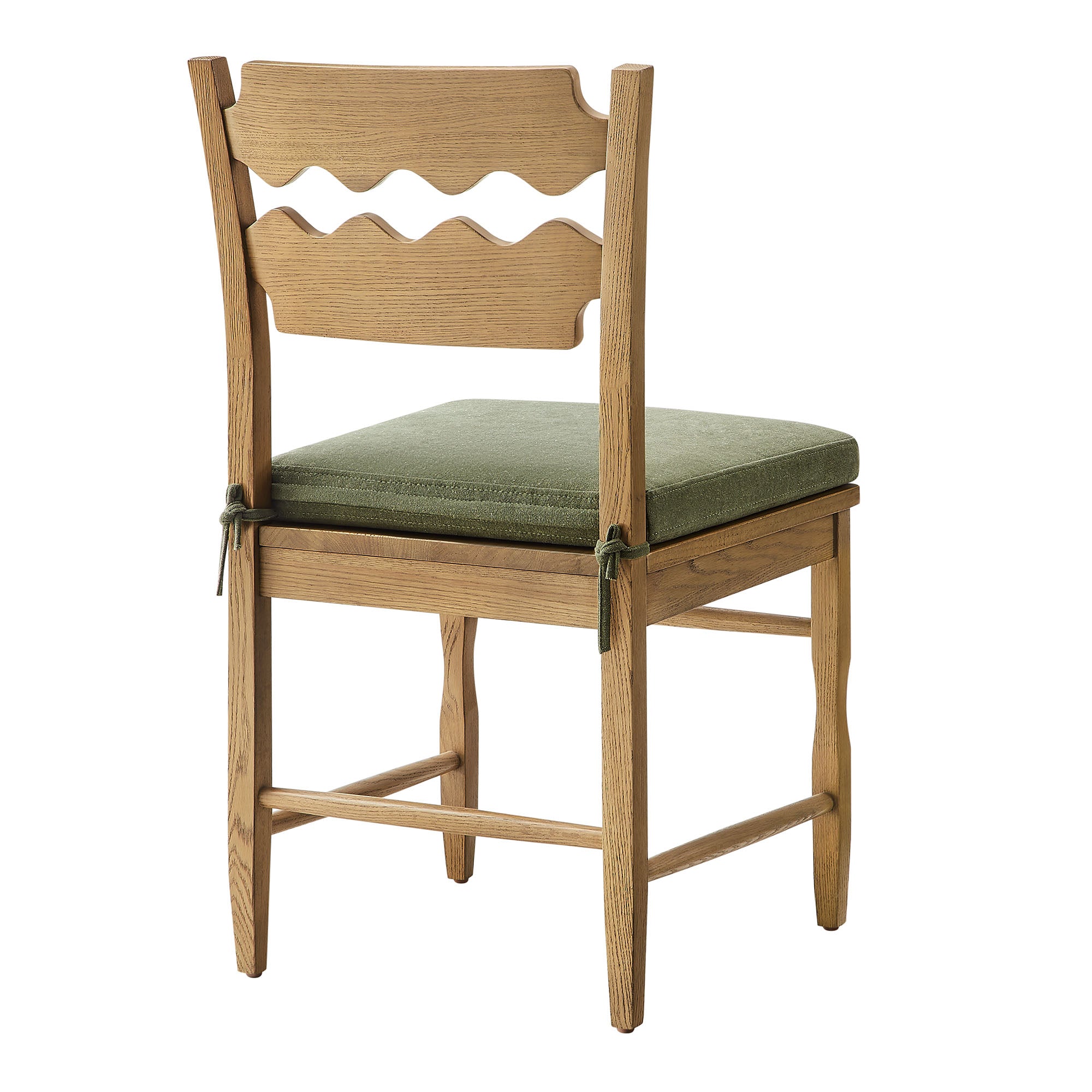 Modway EEI-7798 Jax Oak Wood Dining Chair With Wavy Razor Back and Cushion Set of 2