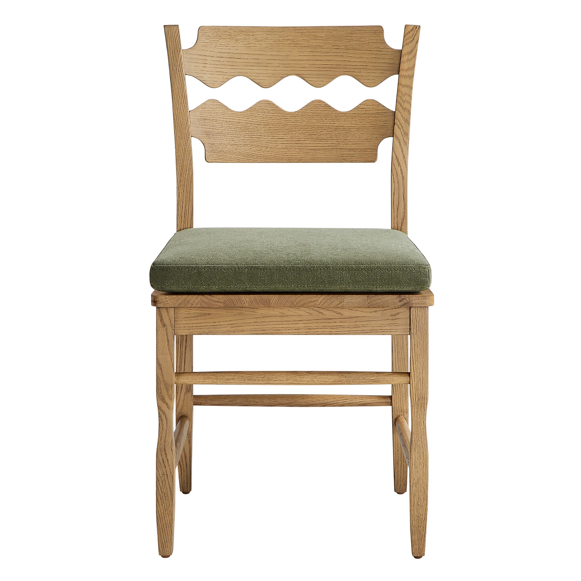 Modway EEI-7798 Jax Oak Wood Dining Chair With Wavy Razor Back and Cushion Set of 2