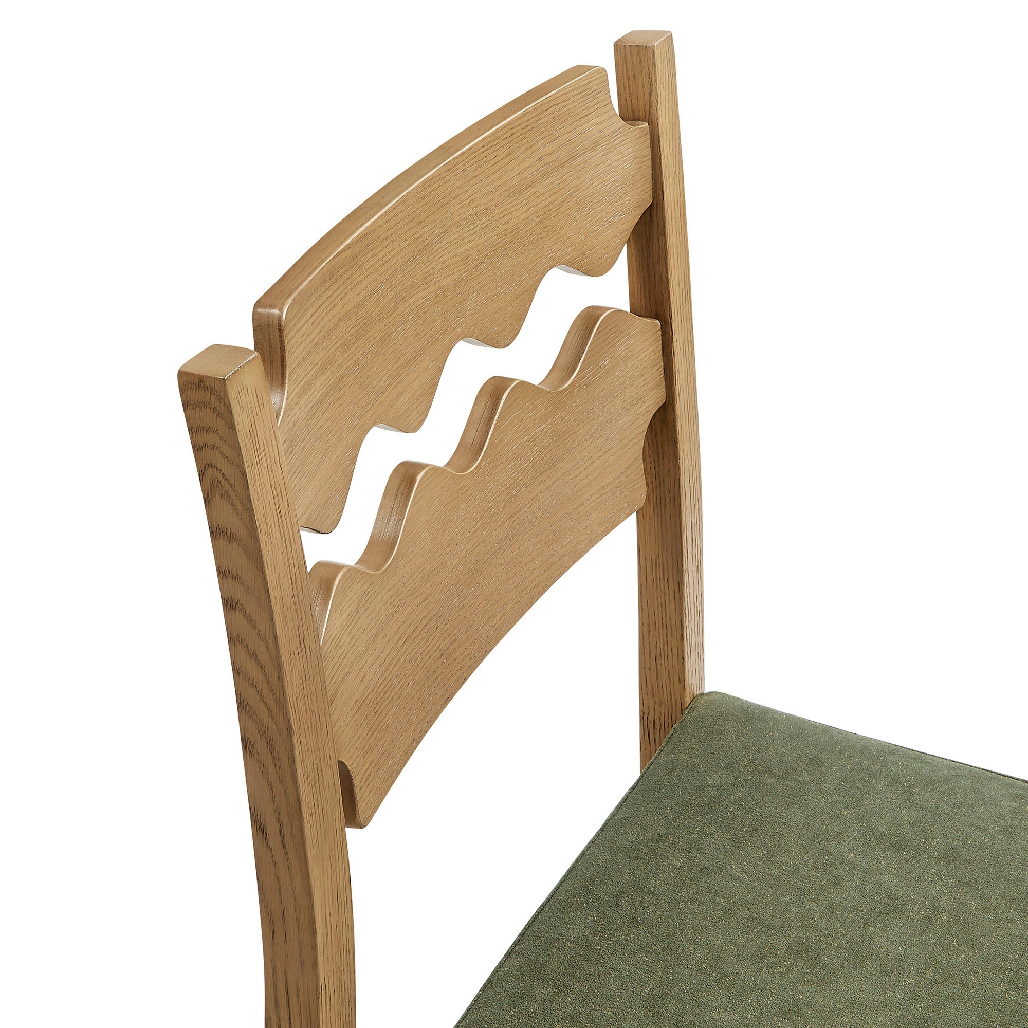 Modway EEI-7798 Jax Oak Wood Dining Chair With Wavy Razor Back and Cushion Set of 2
