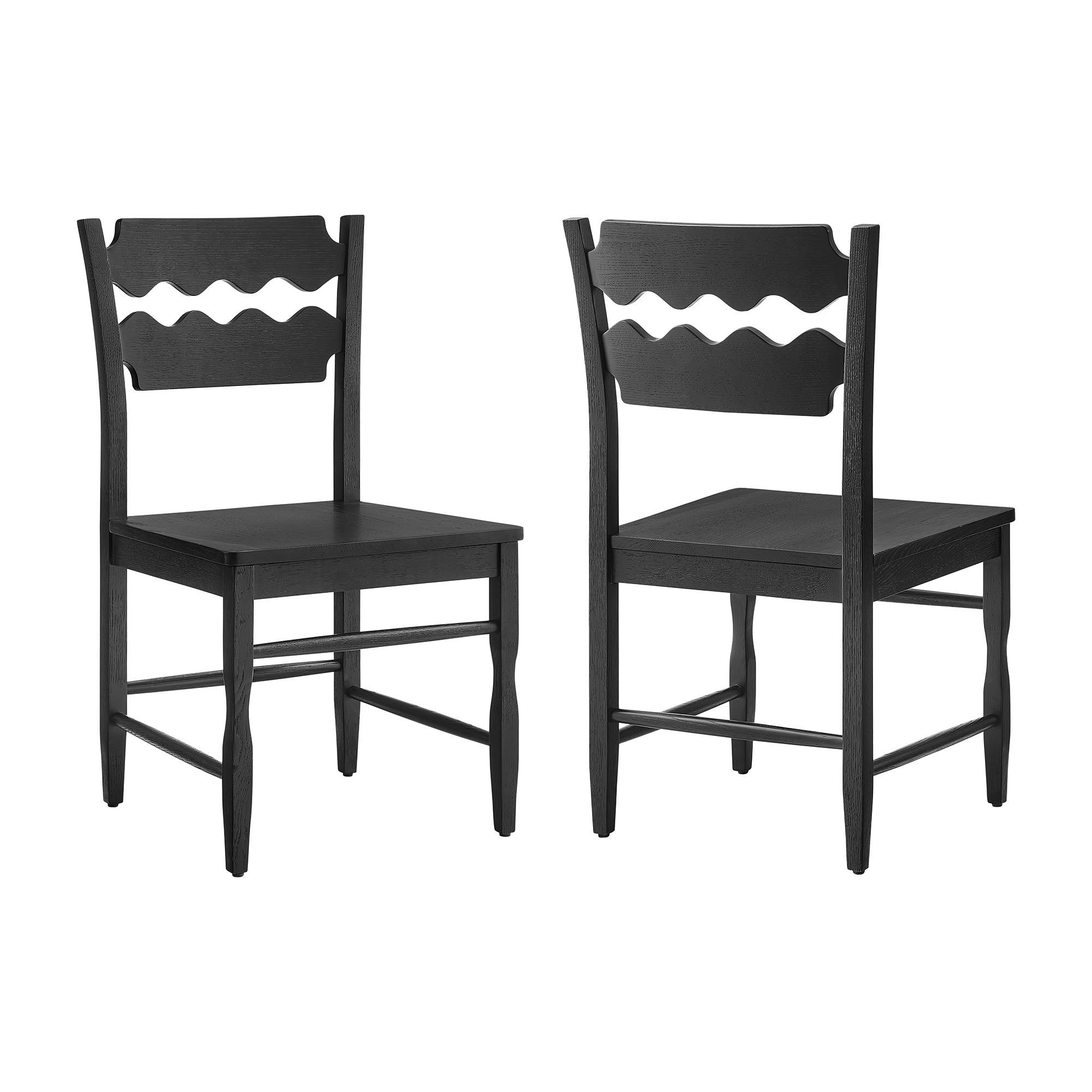 Modway EEI-7799 Jax Oak Wood Dining Chair With Wavy Razor Back Set of 2