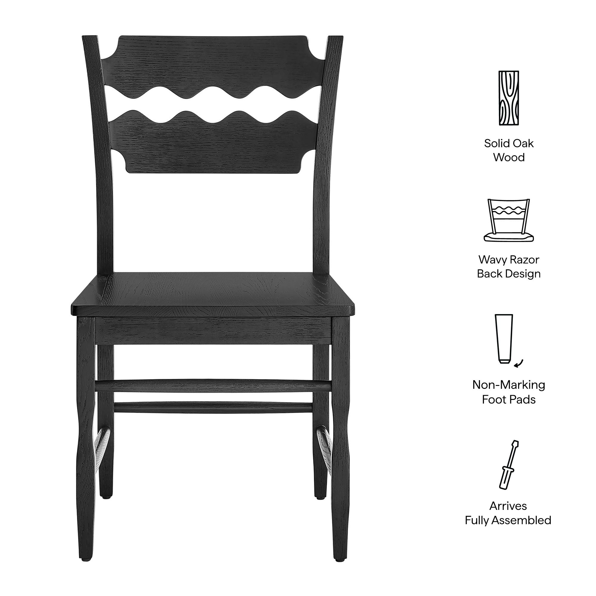 Modway EEI-7799 Jax Oak Wood Dining Chair With Wavy Razor Back Set of 2