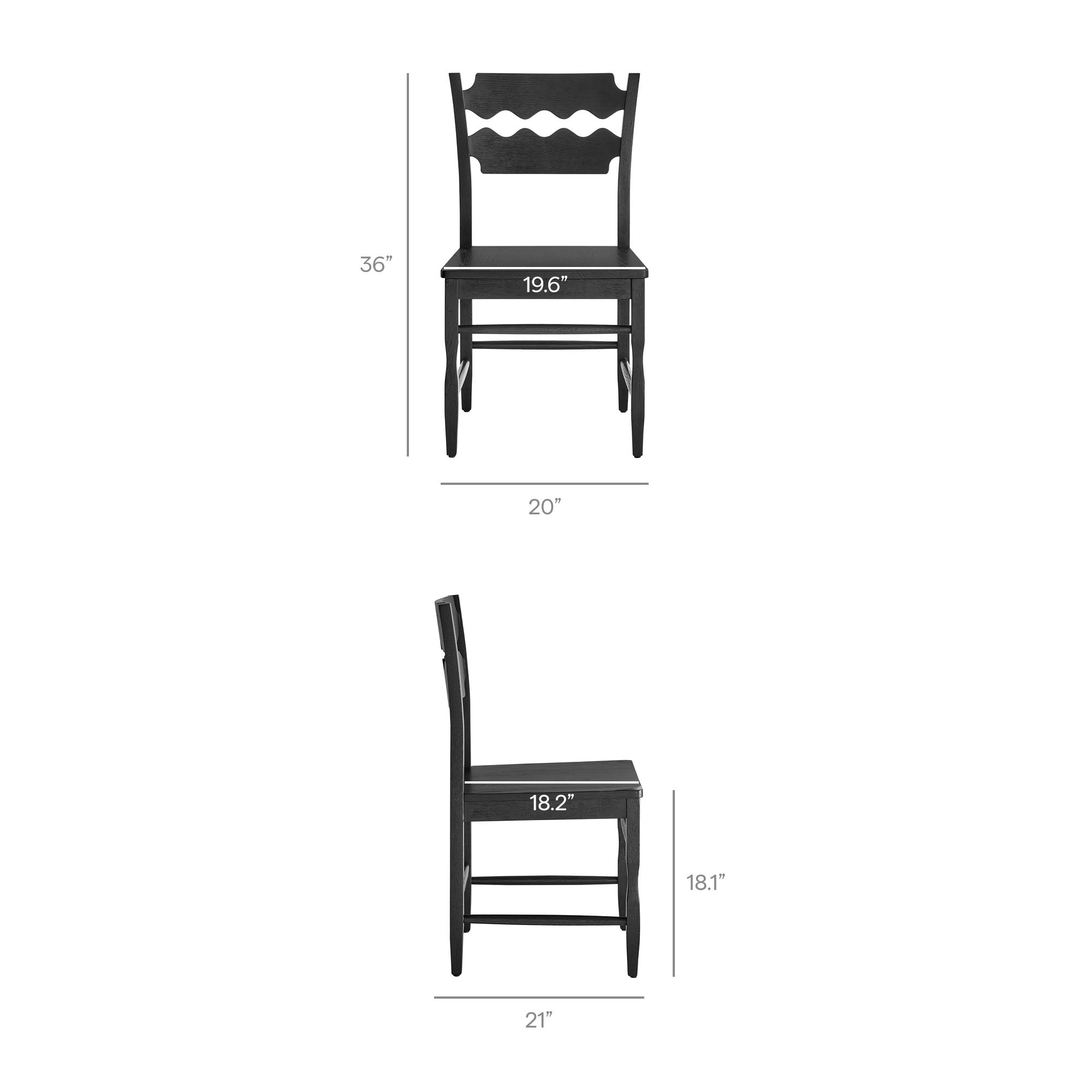 Modway EEI-7799 Jax Oak Wood Dining Chair With Wavy Razor Back Set of 2