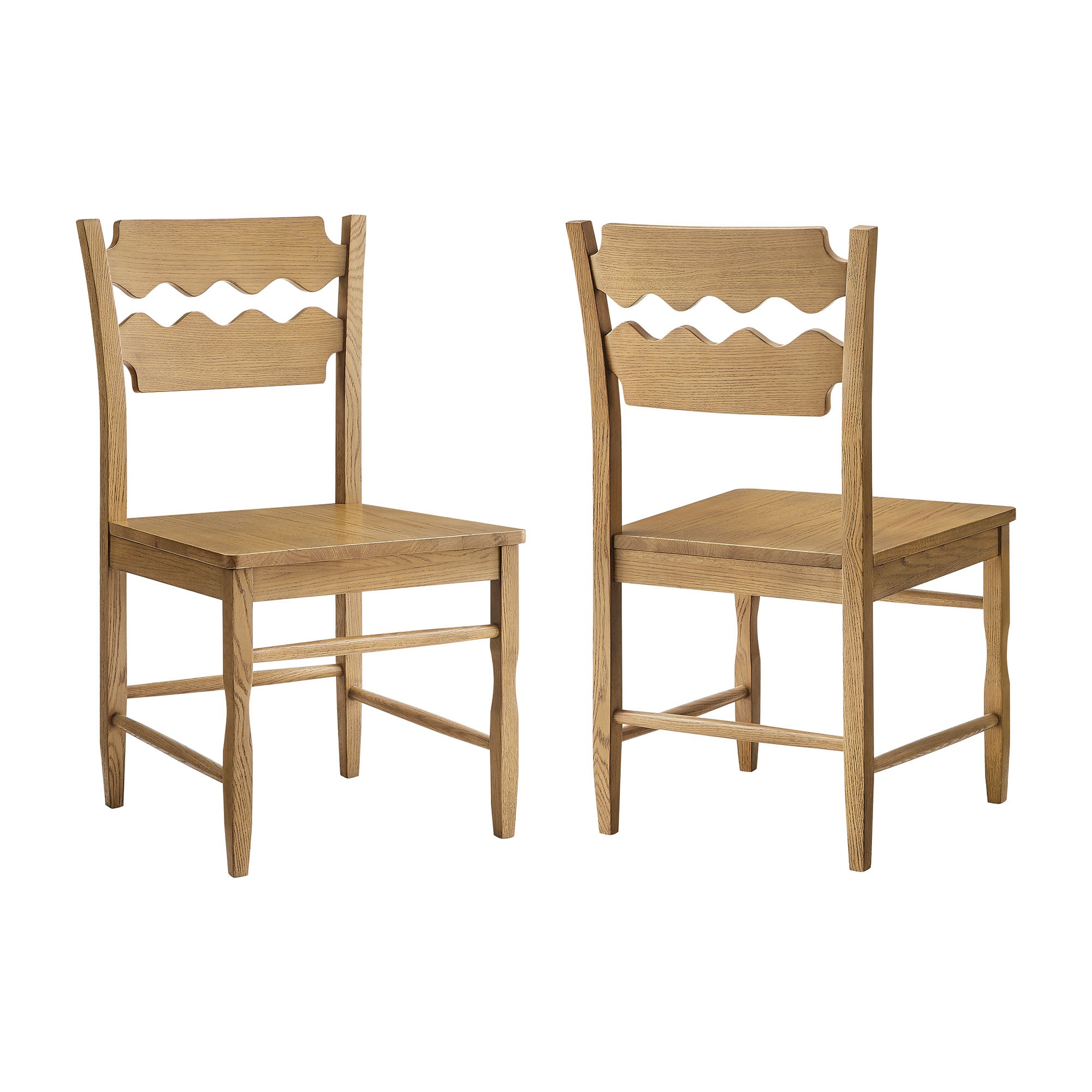 Modway EEI-7799 Jax Oak Wood Dining Chair With Wavy Razor Back Set of 2
