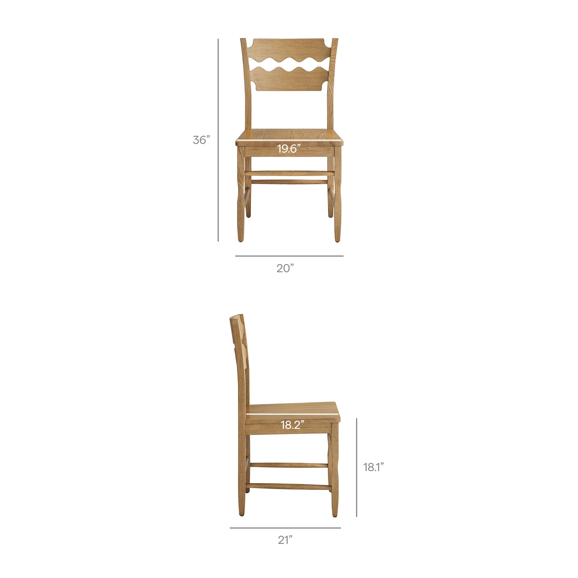 Modway EEI-7799 Jax Oak Wood Dining Chair With Wavy Razor Back Set of 2