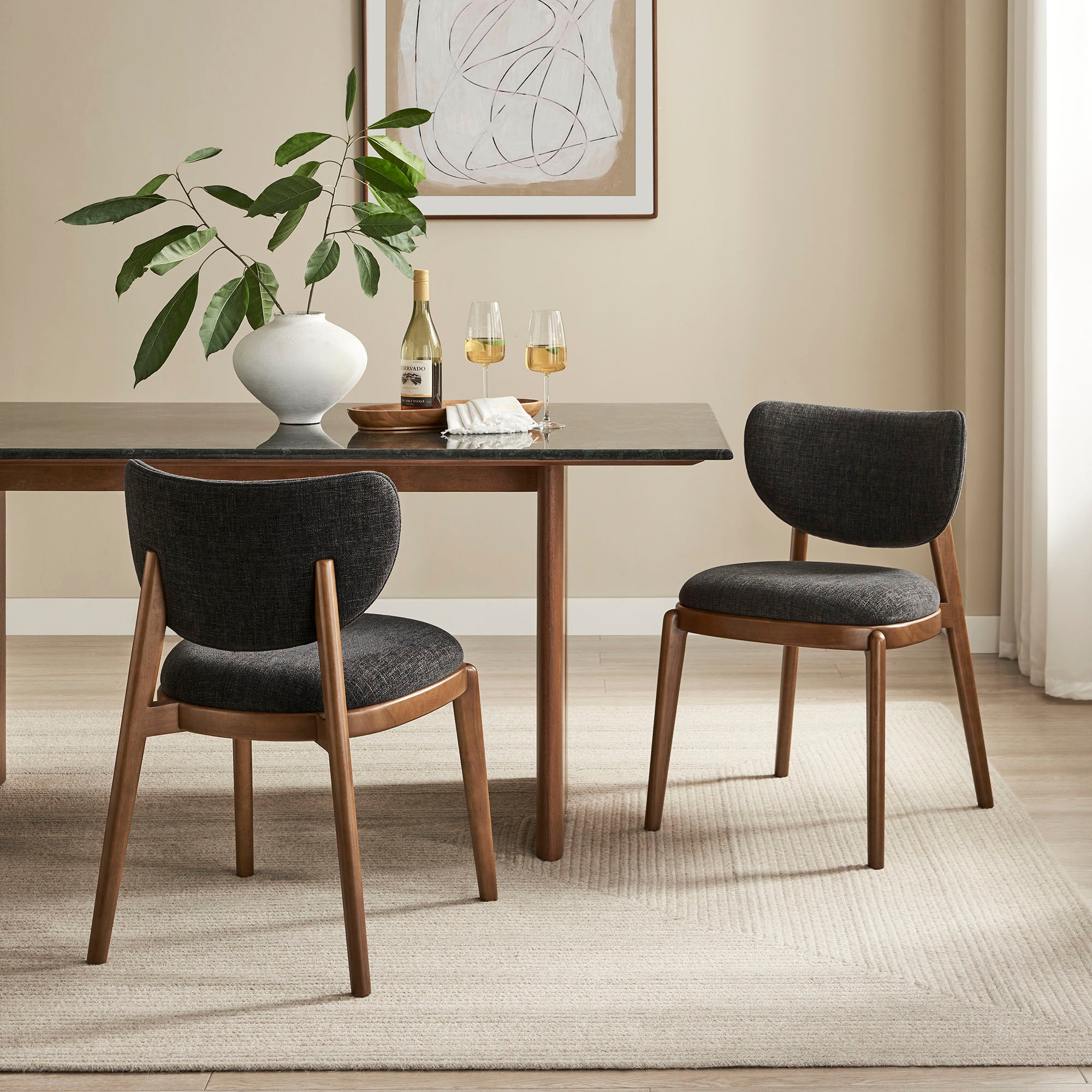 Modway EEI-7800 Fenwick Fabric Dining Chairs Set of 2