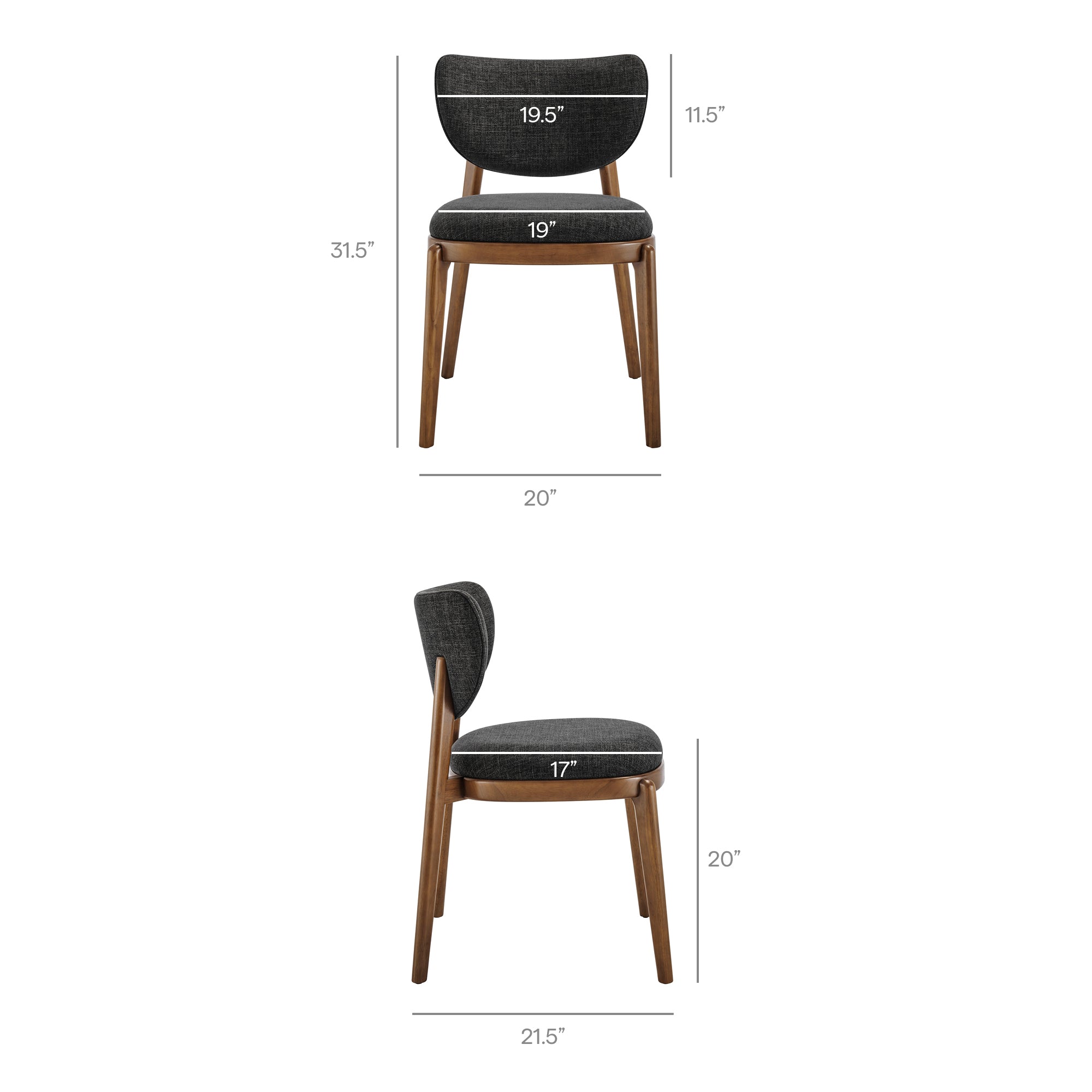 Modway EEI-7800 Fenwick Fabric Dining Chairs Set of 2
