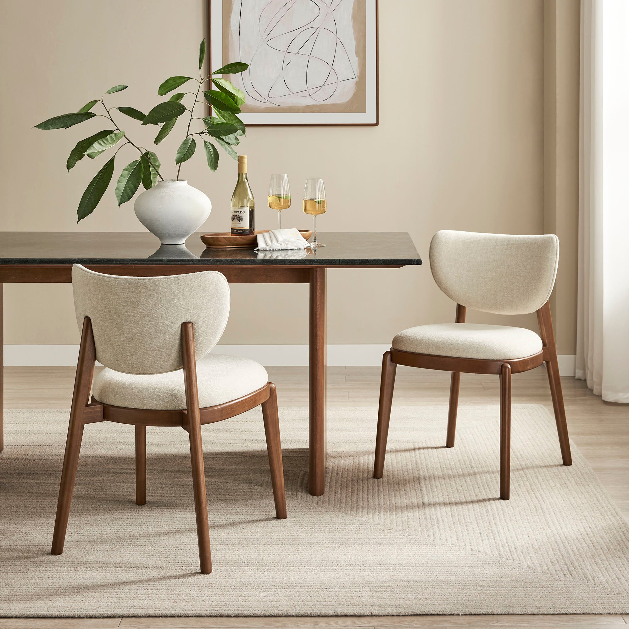 Modway EEI-7800 Fenwick Fabric Dining Chairs Set of 2