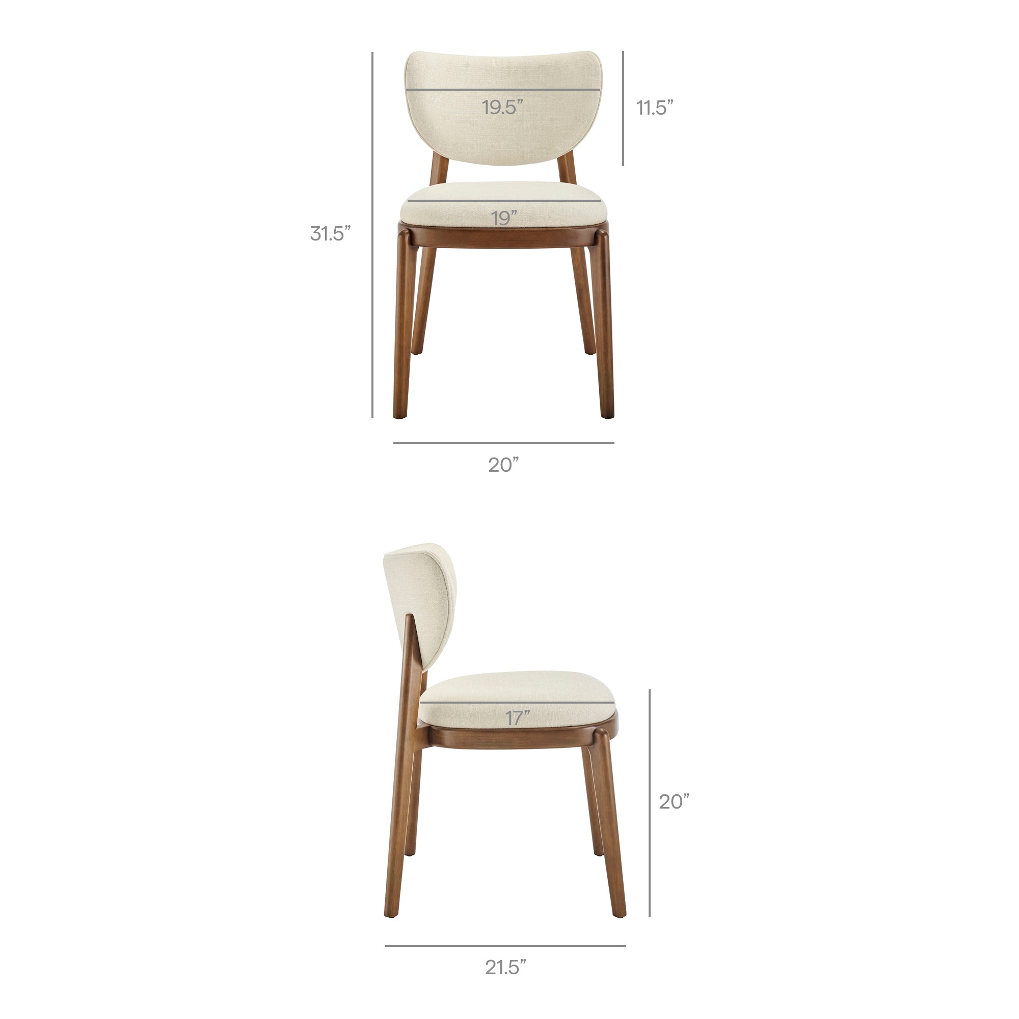 Modway EEI-7800 Fenwick Fabric Dining Chairs Set of 2