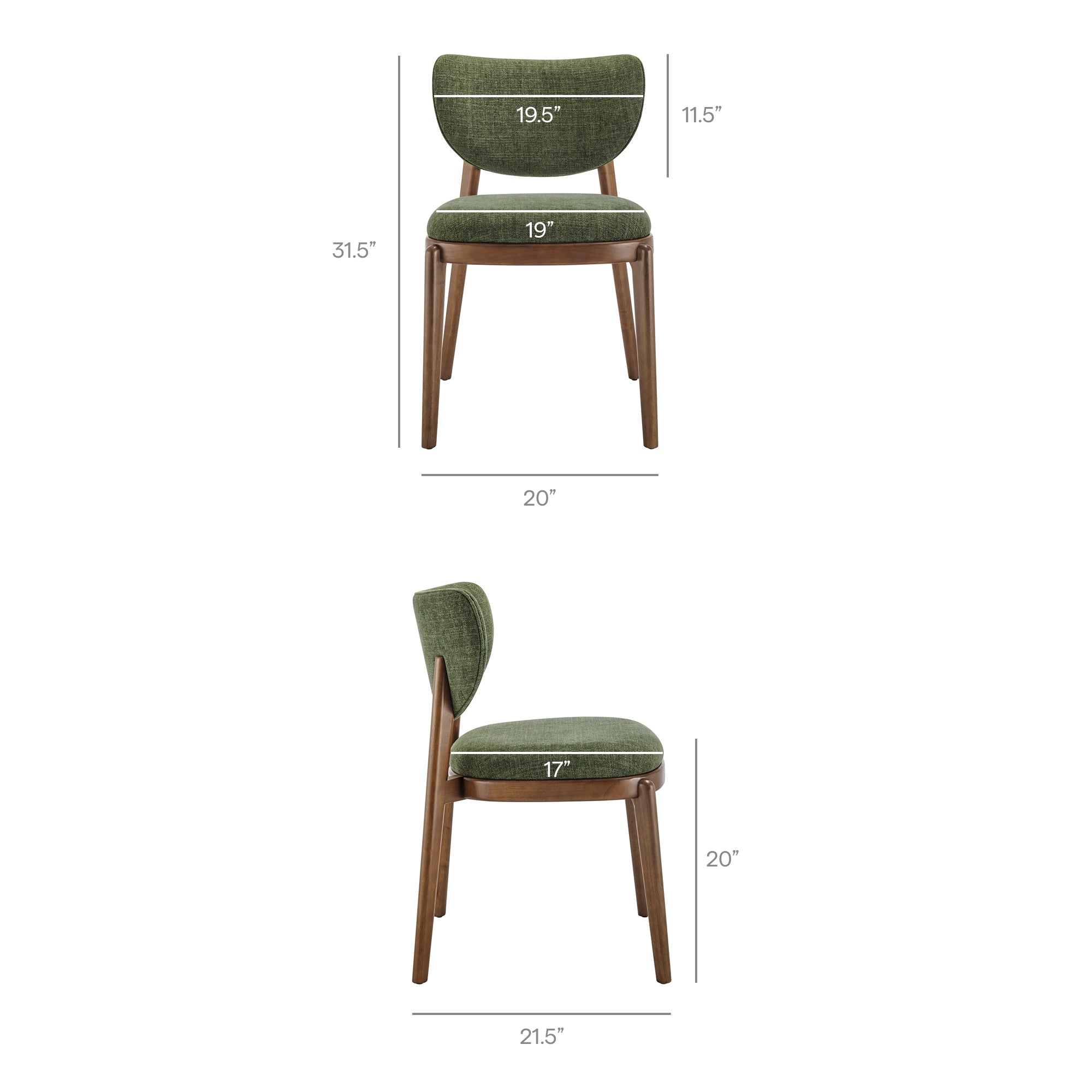 Modway EEI-7800 Fenwick Fabric Dining Chairs Set of 2