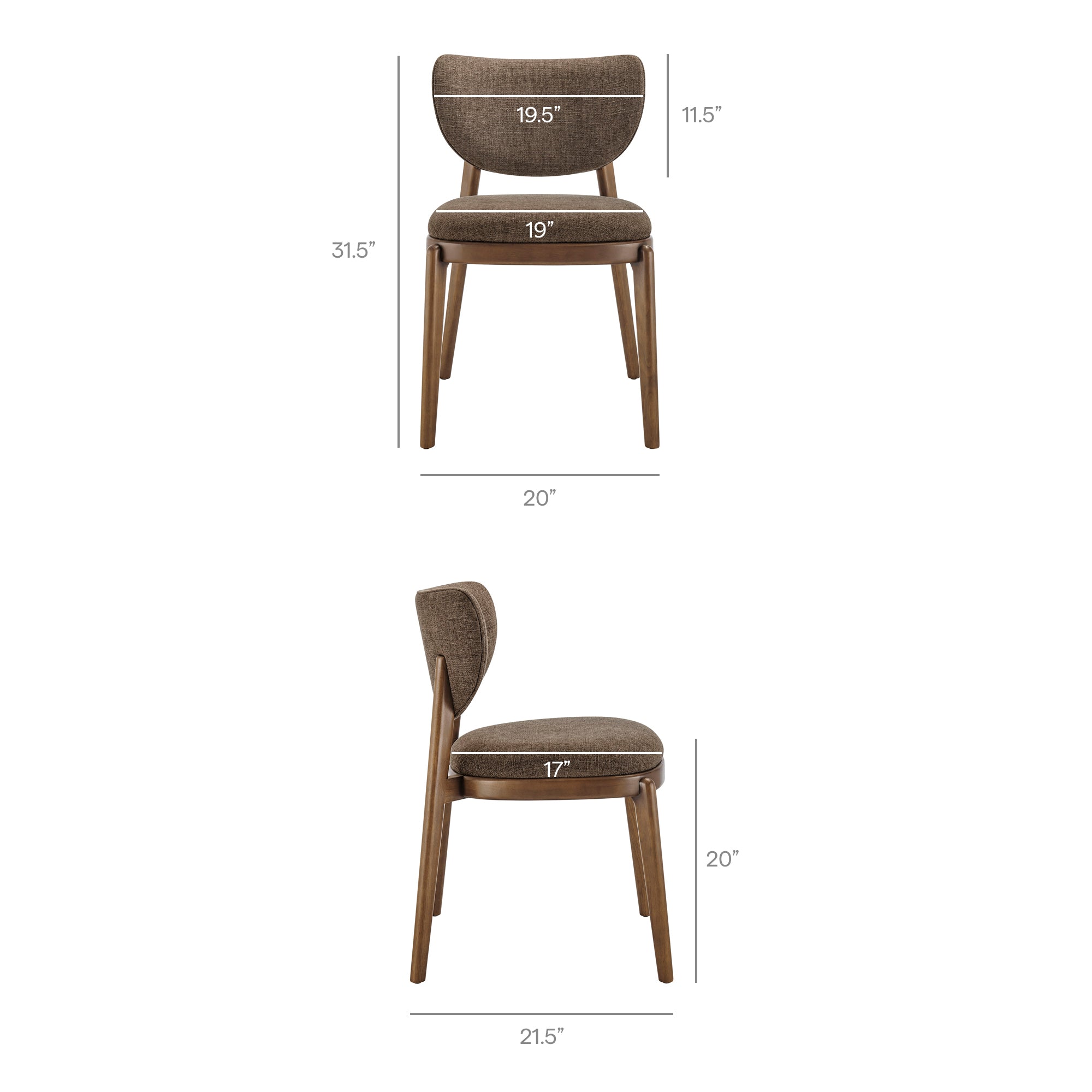 Modway EEI-7800 Fenwick Fabric Dining Chairs Set of 2