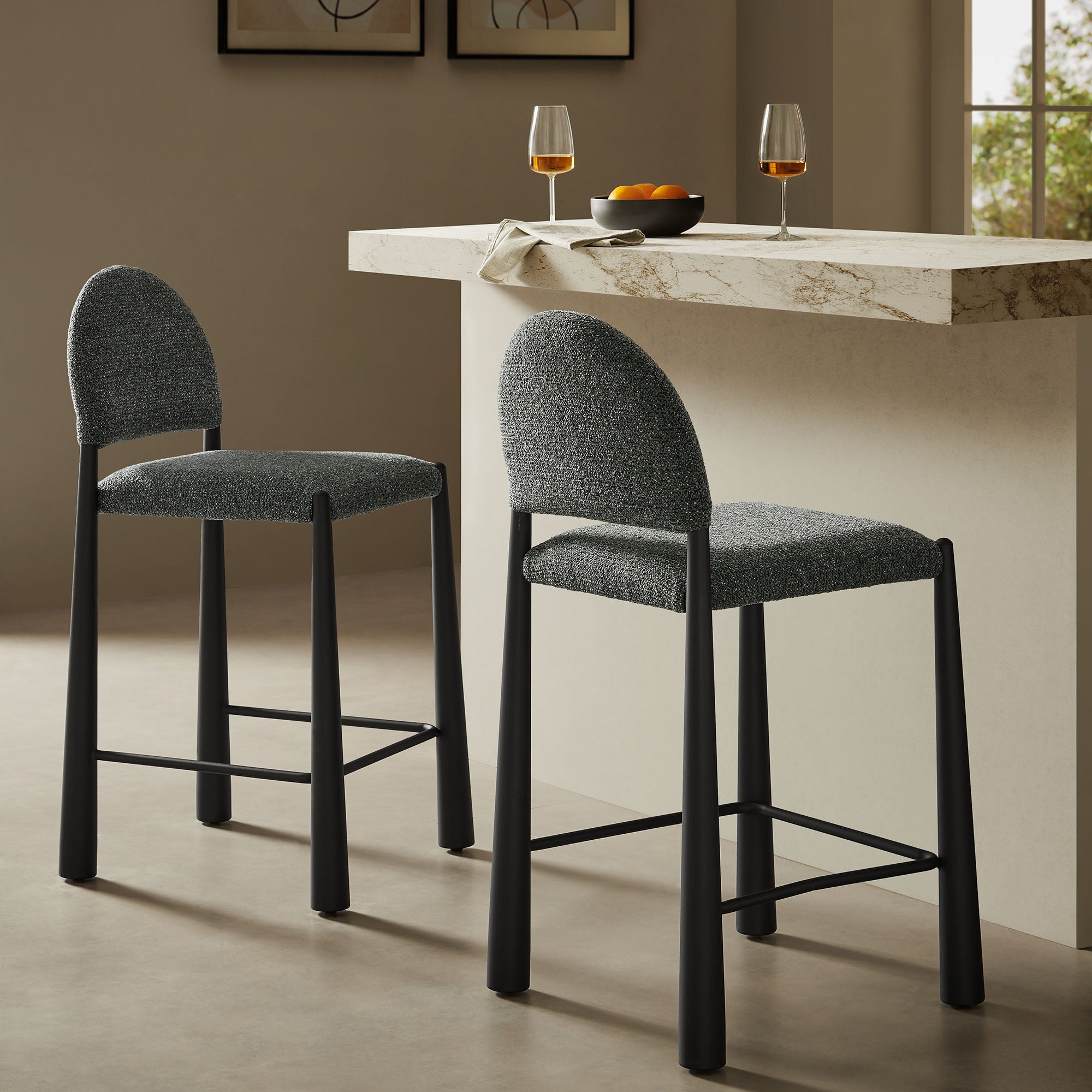 Modway EEI-7801 Hayley Upholstered Fabric Counter Stools Set of 2
