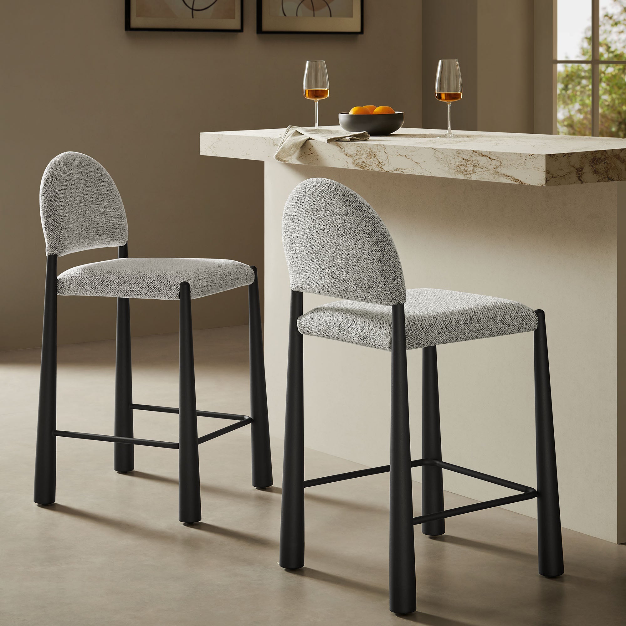 Modway EEI-7801 Hayley Upholstered Fabric Counter Stools Set of 2