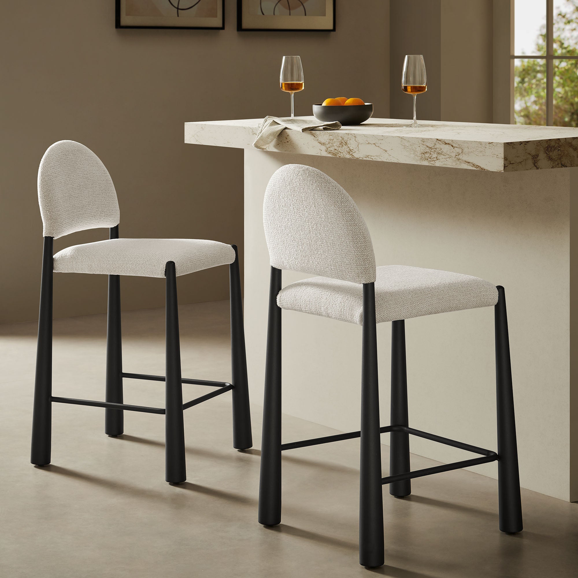 Modway EEI-7801 Hayley Upholstered Fabric Counter Stools Set of 2