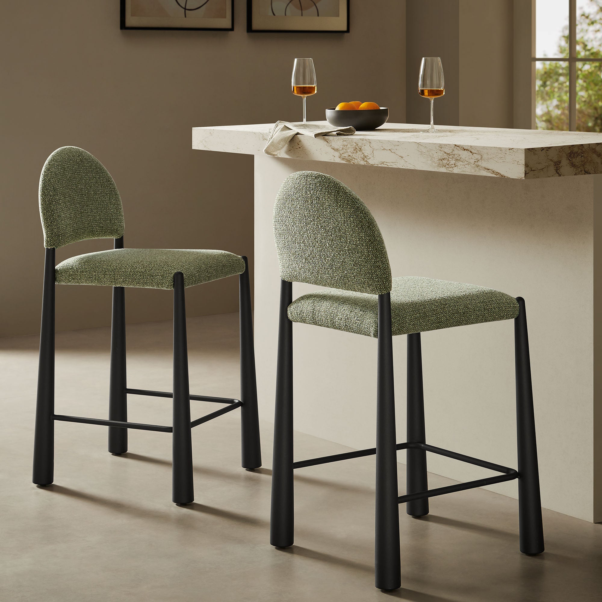 Modway EEI-7801 Hayley Upholstered Fabric Counter Stools Set of 2