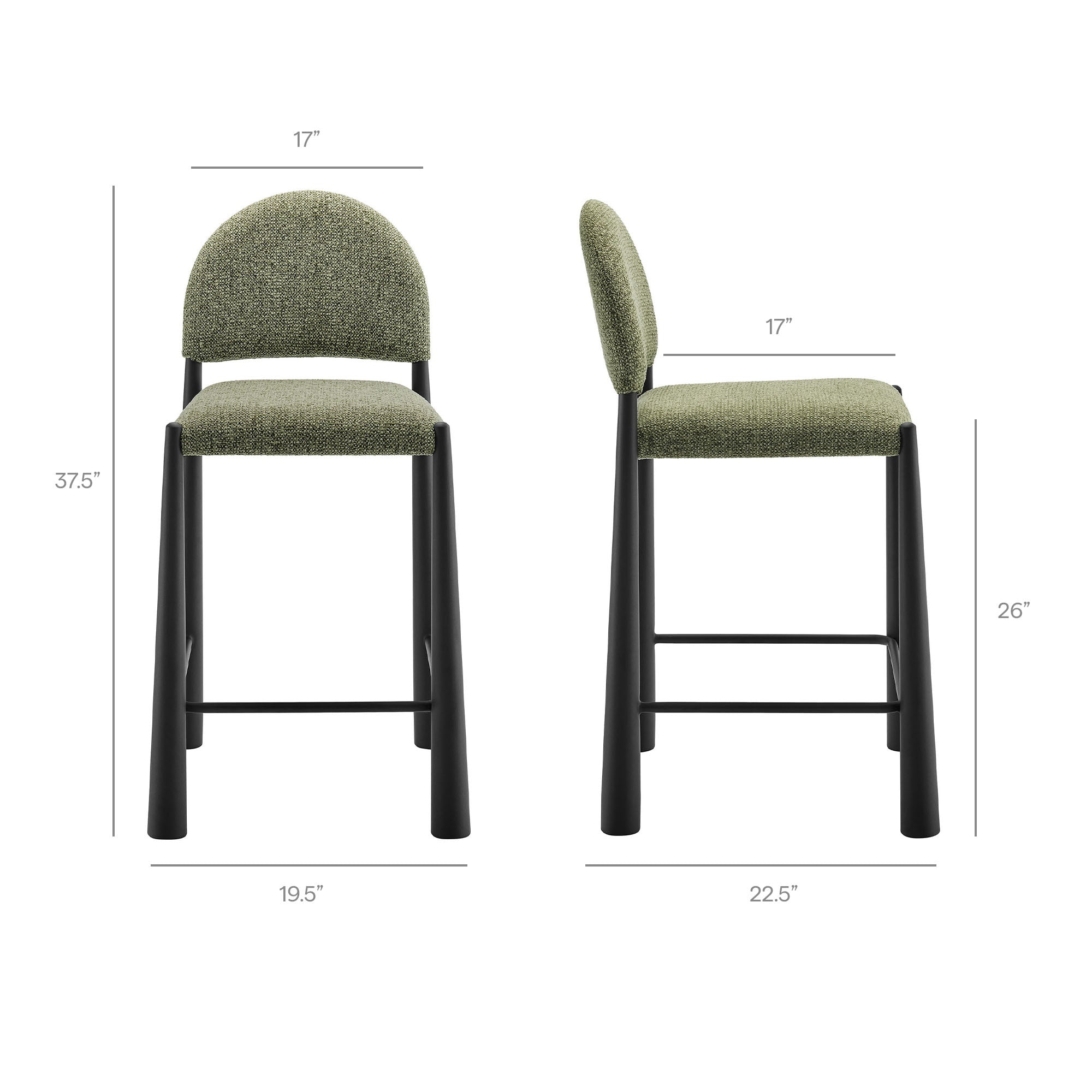 Modway EEI-7801 Hayley Upholstered Fabric Counter Stools Set of 2