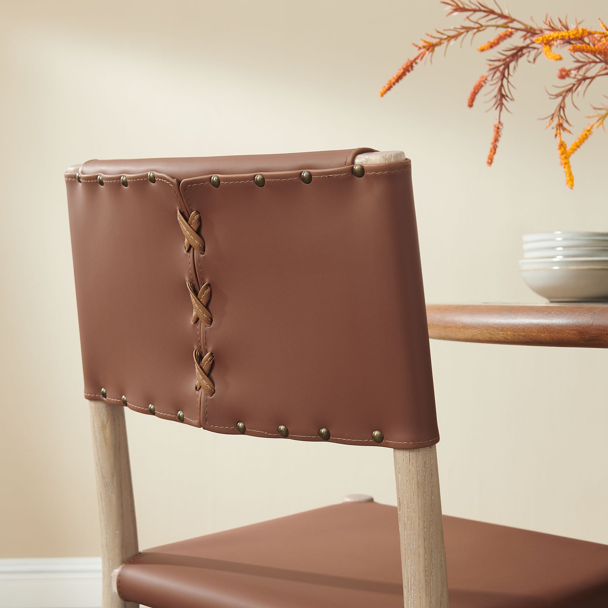 Modway Dover Wood Vegan Leather Dining Side Chair EEI-7900