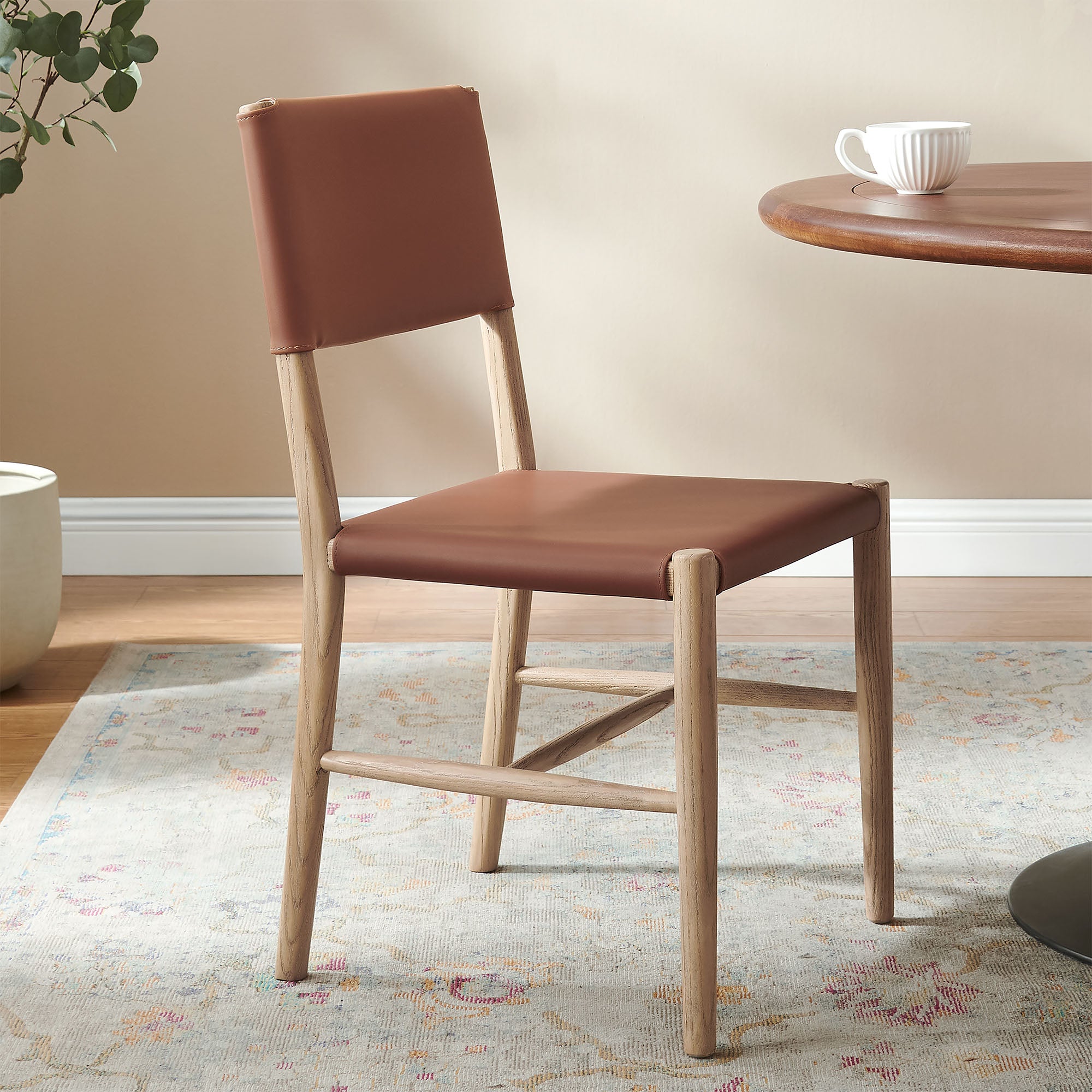 Modway Dover Wood Vegan Leather Dining Side Chair EEI-7900