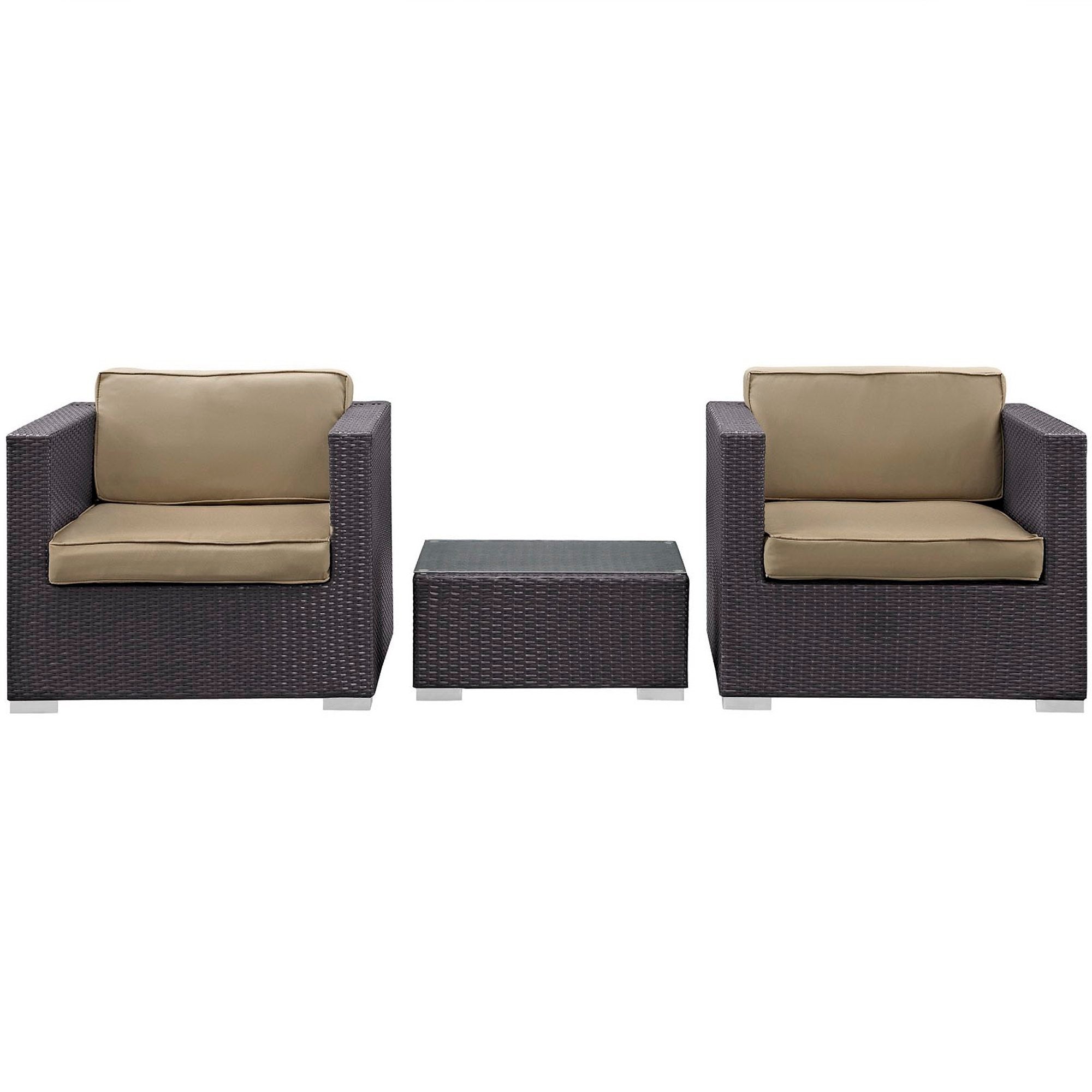 Modway Burrow 3 Piece Outdoor Patio Sofa Set