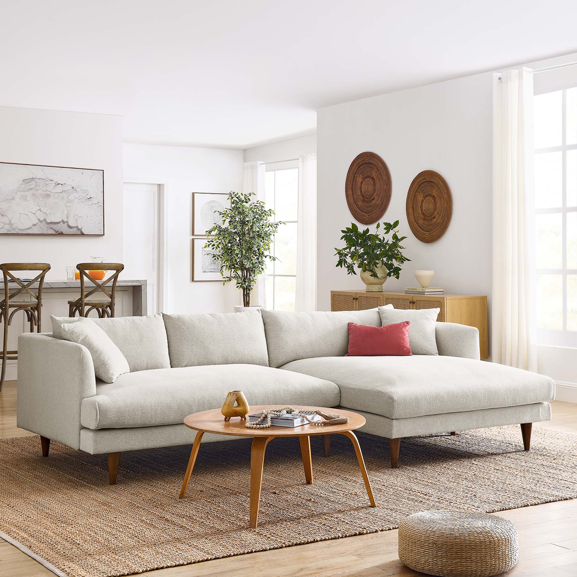 Modway Zoya Right-Facing Down Filled Overstuffed Sectional Sofa