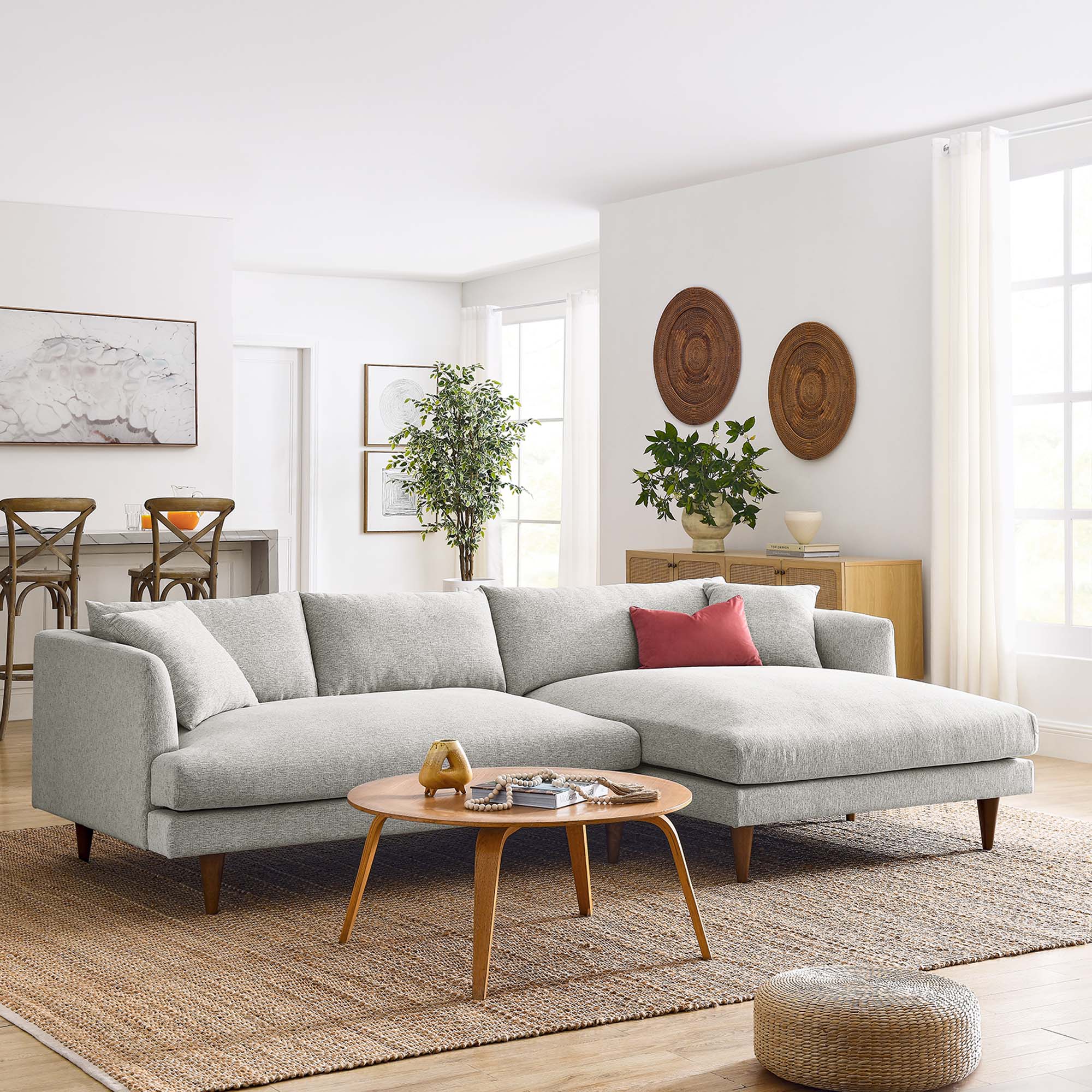 Modway Zoya Right-Facing Down Filled Overstuffed Sectional Sofa