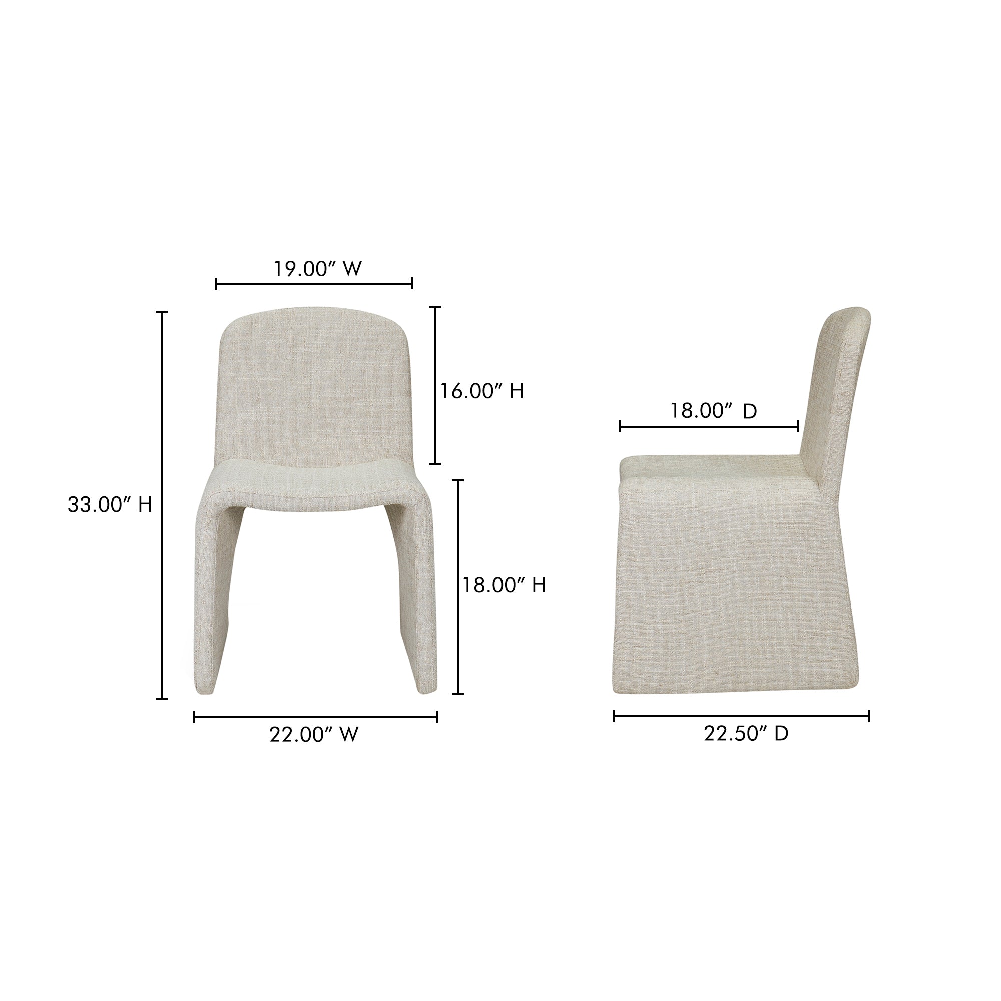 Moes Ella Dining Chair Heather Beige EH-1114-34