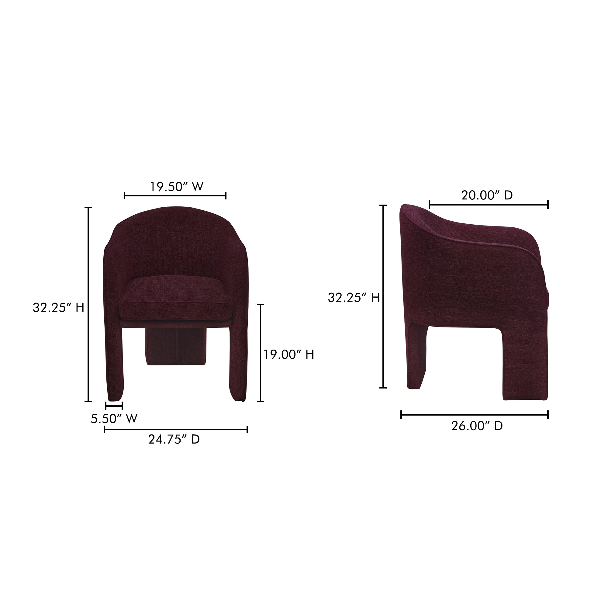 Moes Clara Dining Chair Plum EH-1116-38