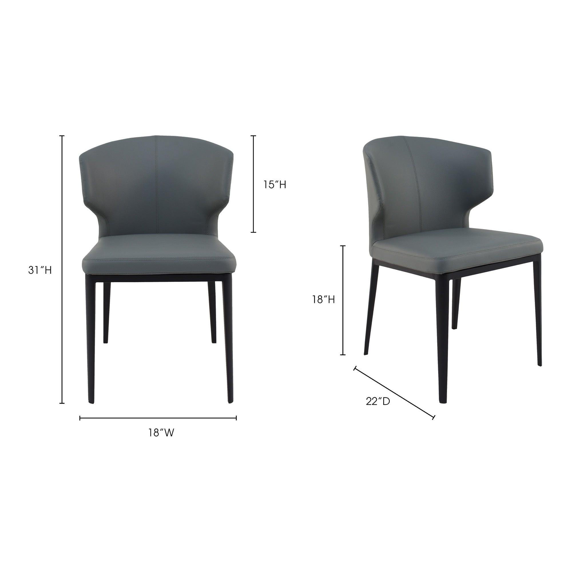 Moes Delaney Dining Chair Grey - Set Of Two EJ-1018-15