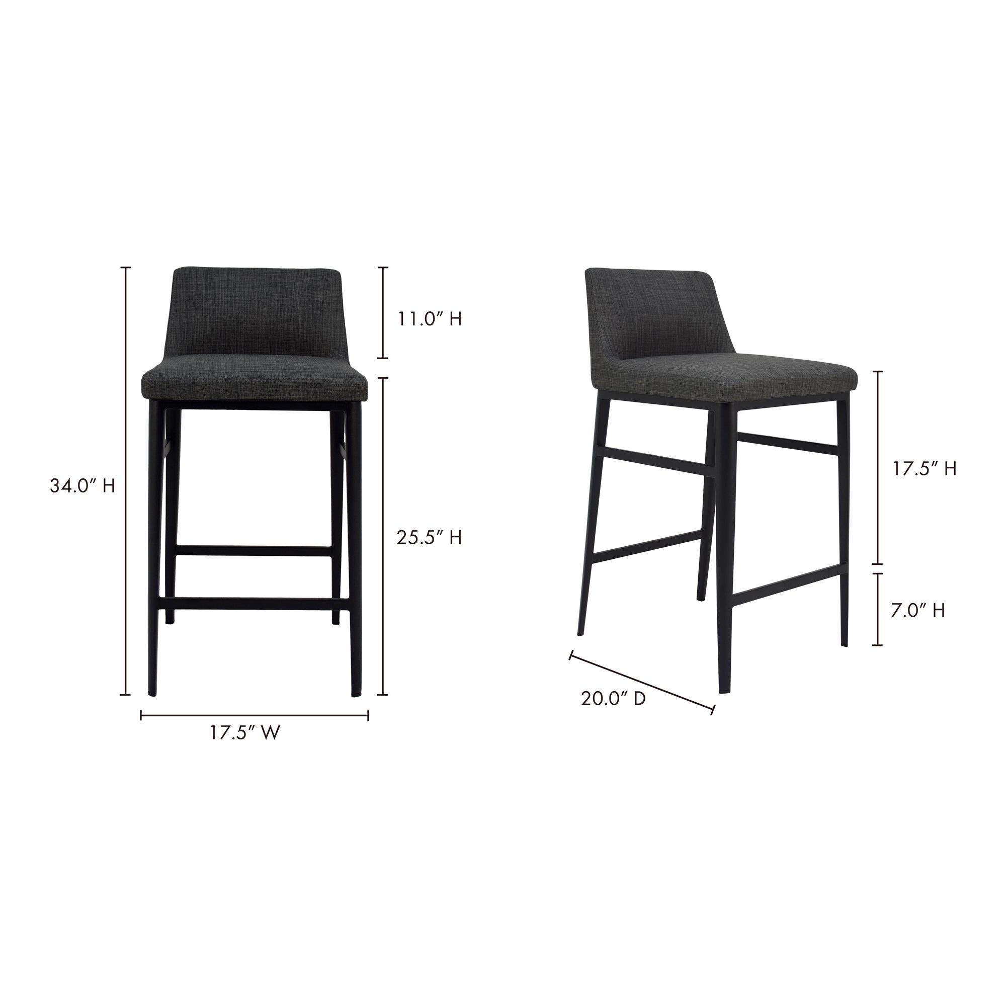 Moes Baron Counter Stool Charcoal Grey EJ-1031-07