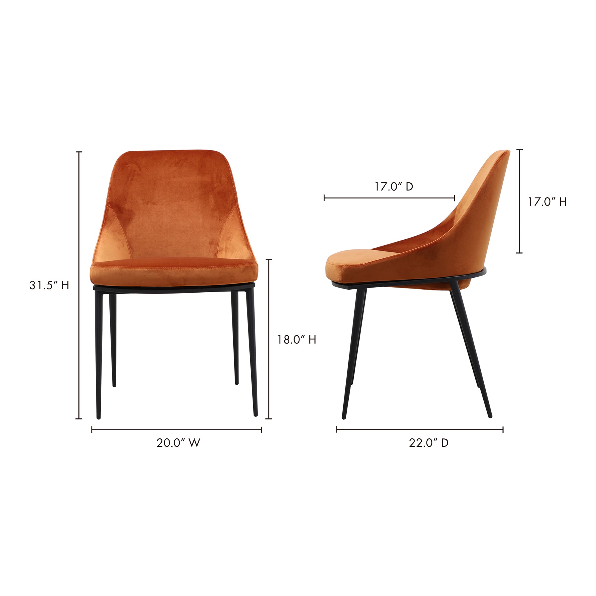 Moes Sedona Dining Chair Amber - Set Of Two EJ-1034-12