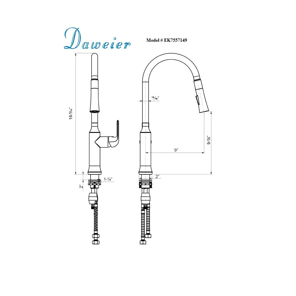 Daweier Single-Lever Pull Out Kitchen Faucet EK7557149BN