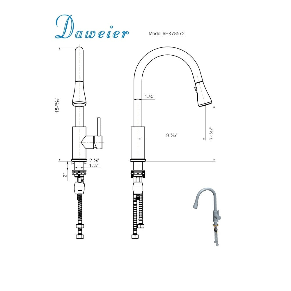Daweier Single-Lever Pull Out Kitchen Faucet EK78572GB