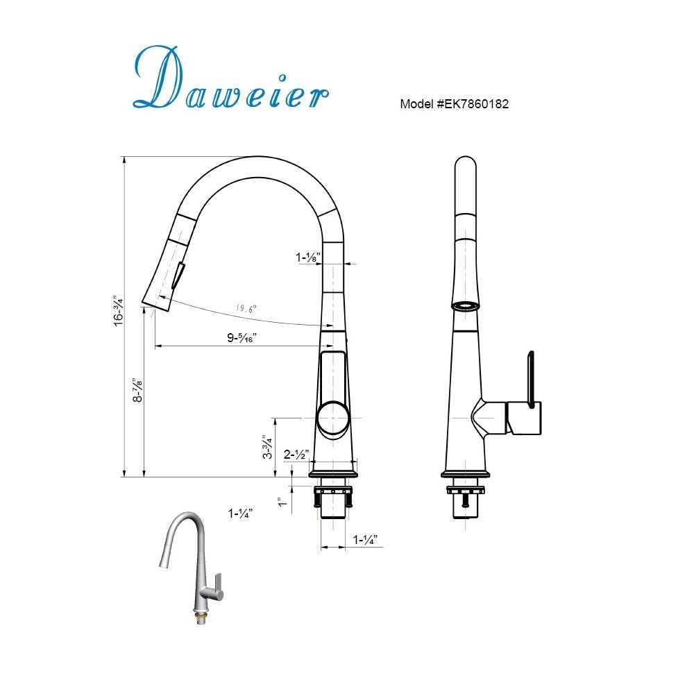 Daweier Single-Lever Pull Out Kitchen Faucet EK7860182C