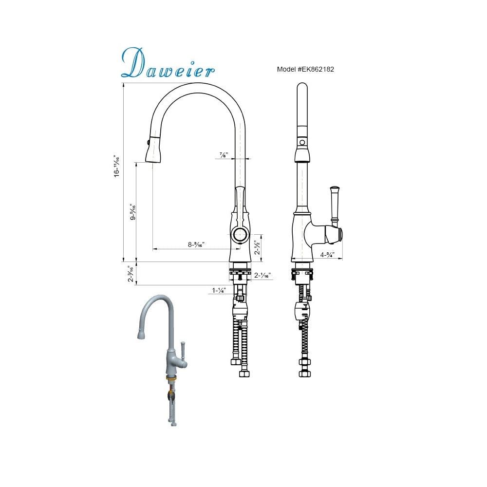 Daweier Single-Lever Pull Out Kitchen Faucet EK7862182C