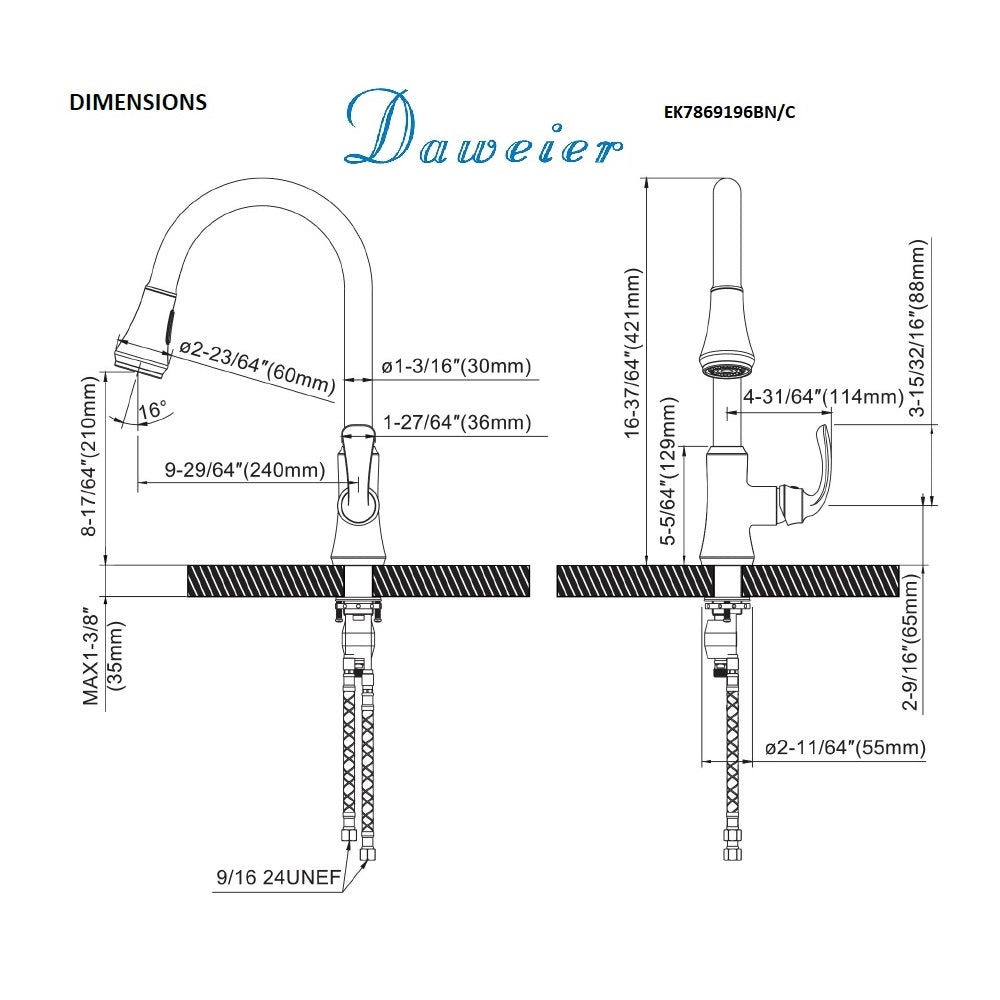Daweier Single-Lever Pull Out Kitchen Faucet EK7869196GB